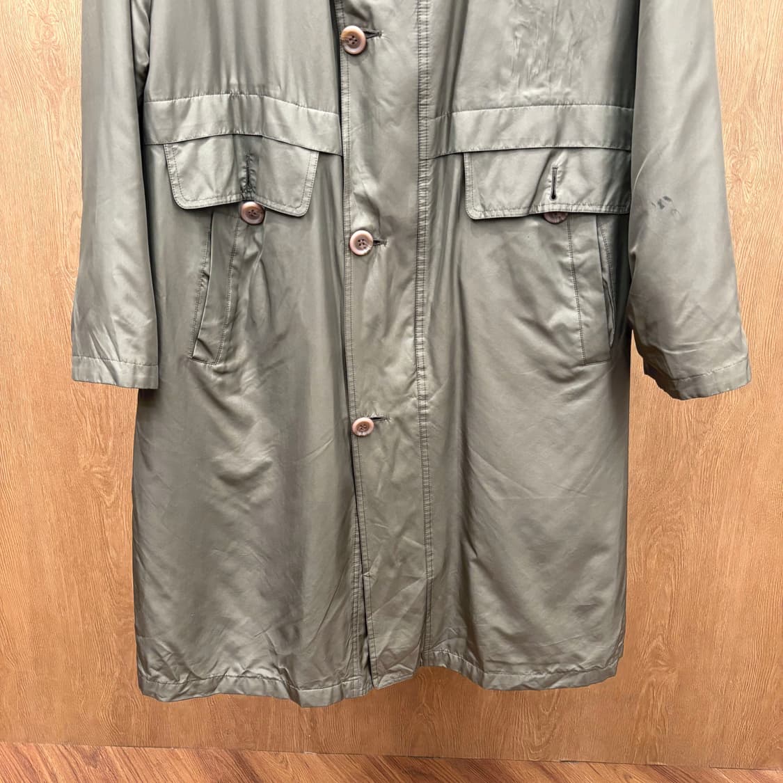 까르뱅 코트 싱글 브레스티드 스탠드 칼라 핸드 워머 디테일 카키 상품이미지5