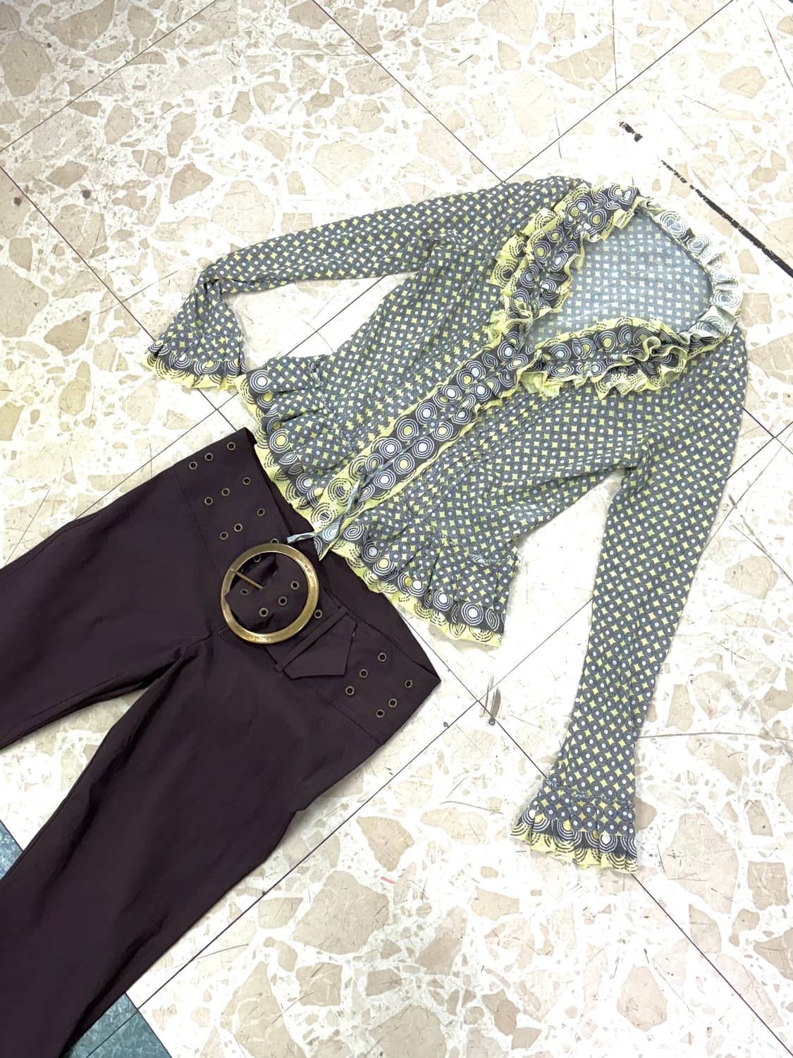 y2k 코디세트 [블라우스, 바지] 상품이미지1