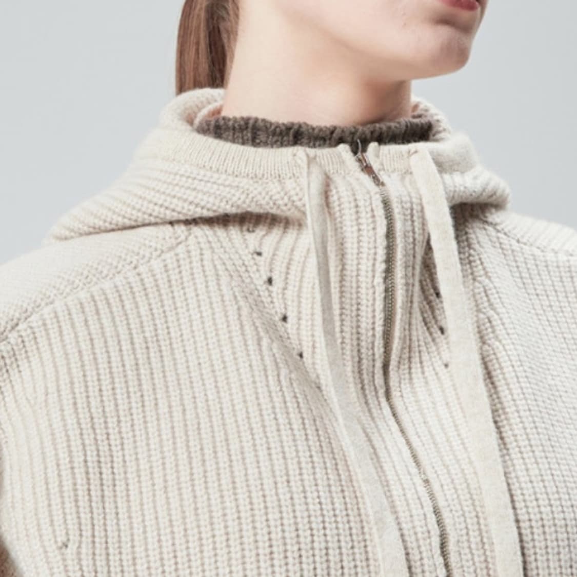 시스템(SYSTEM) 라쿤울 돌먼 후드니트가디건 프리사이즈 상품이미지3