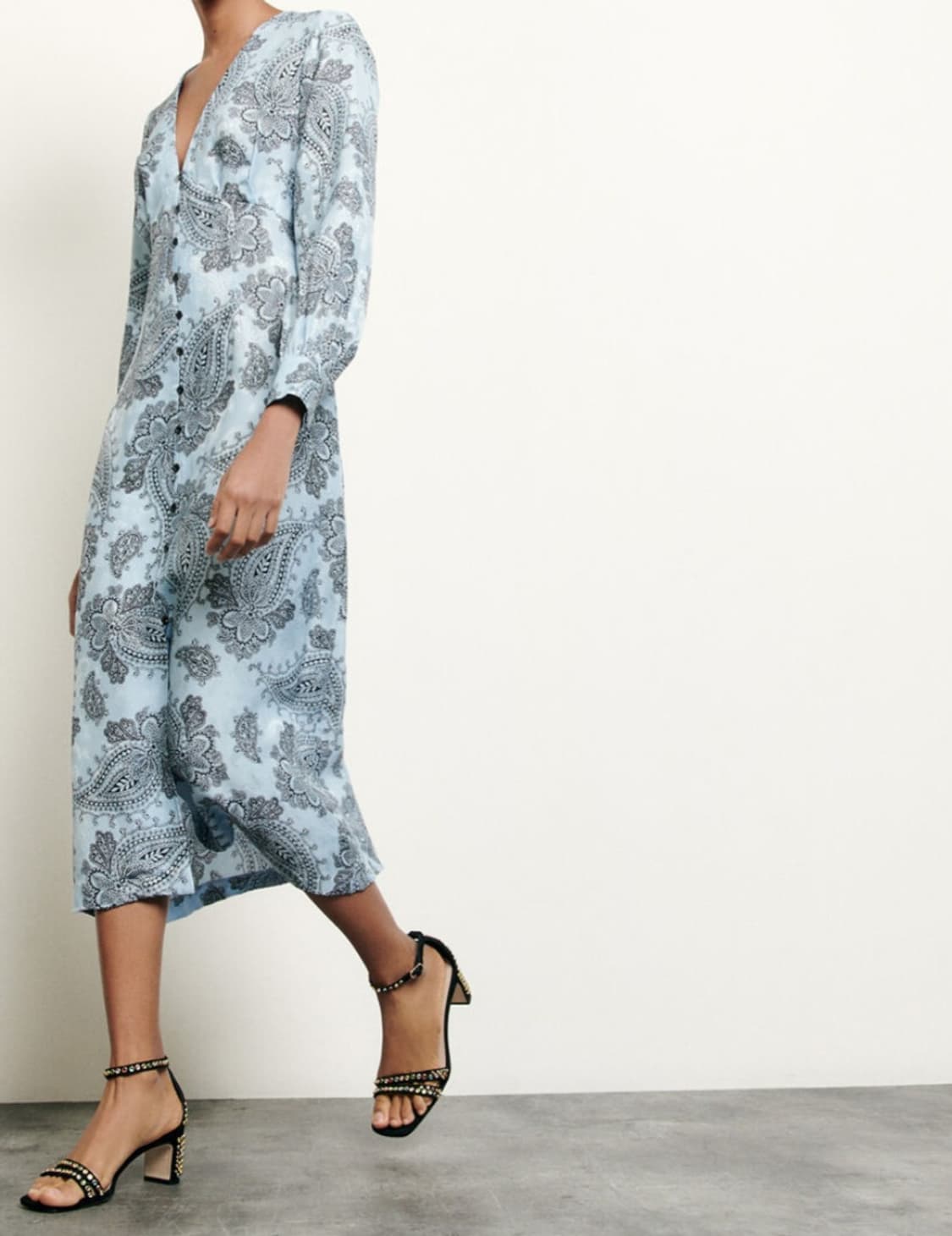 산드로 페이즐리 실크블렌드 원피스 36사이즈(새상품) 상품이미지1