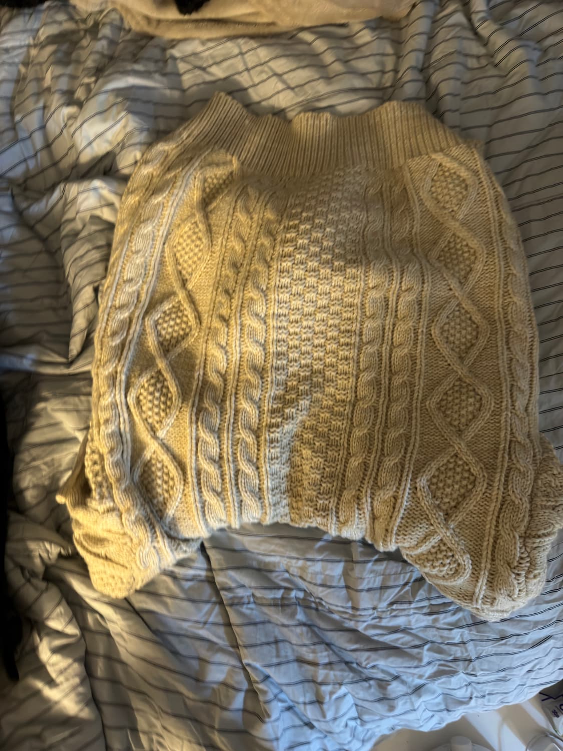 워셔블 아란 케이블 후드 집업 니트 (IVORY) L 상품이미지3