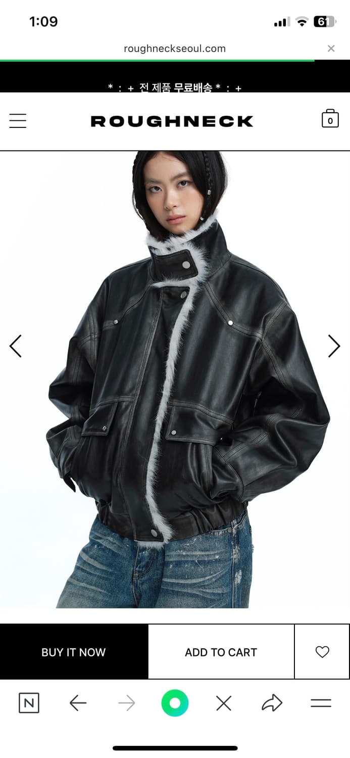 러프넥 워싱레더 무스탕자켓 그레이 상품이미지1