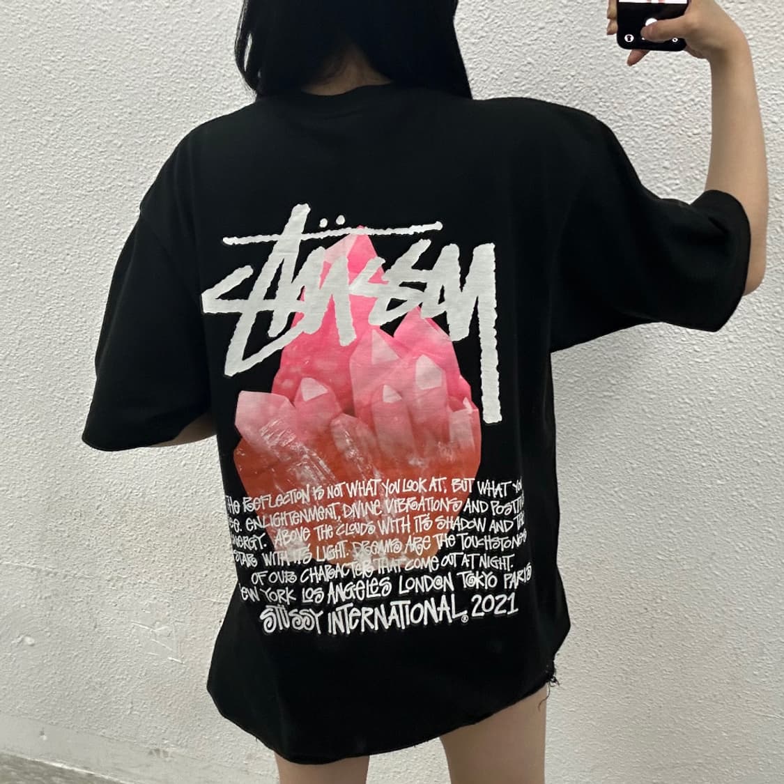 스투시 프린팅 블랙 반팔 L 상품이미지2