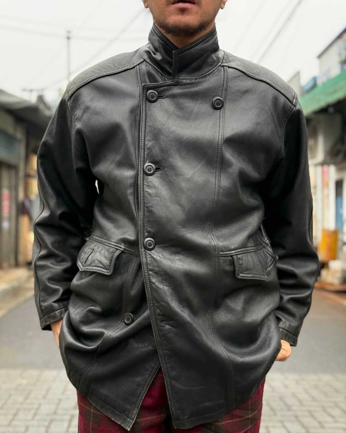 80-90s 하라주쿠 마더 램스킨 카코트 L  상품이미지8