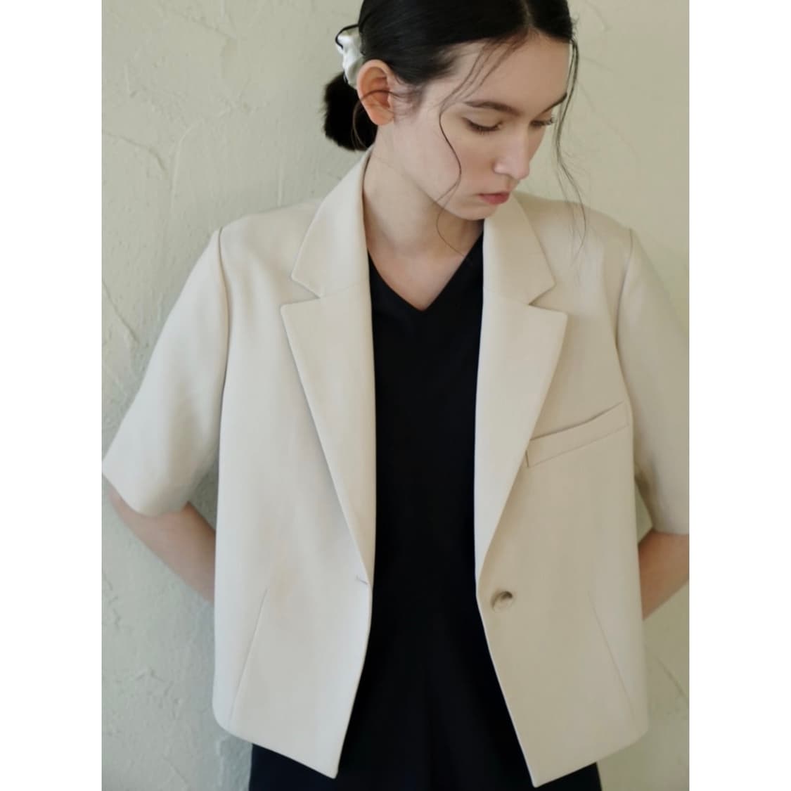 umer 유메르 뉴카라 숏자켓 크림 상품이미지1