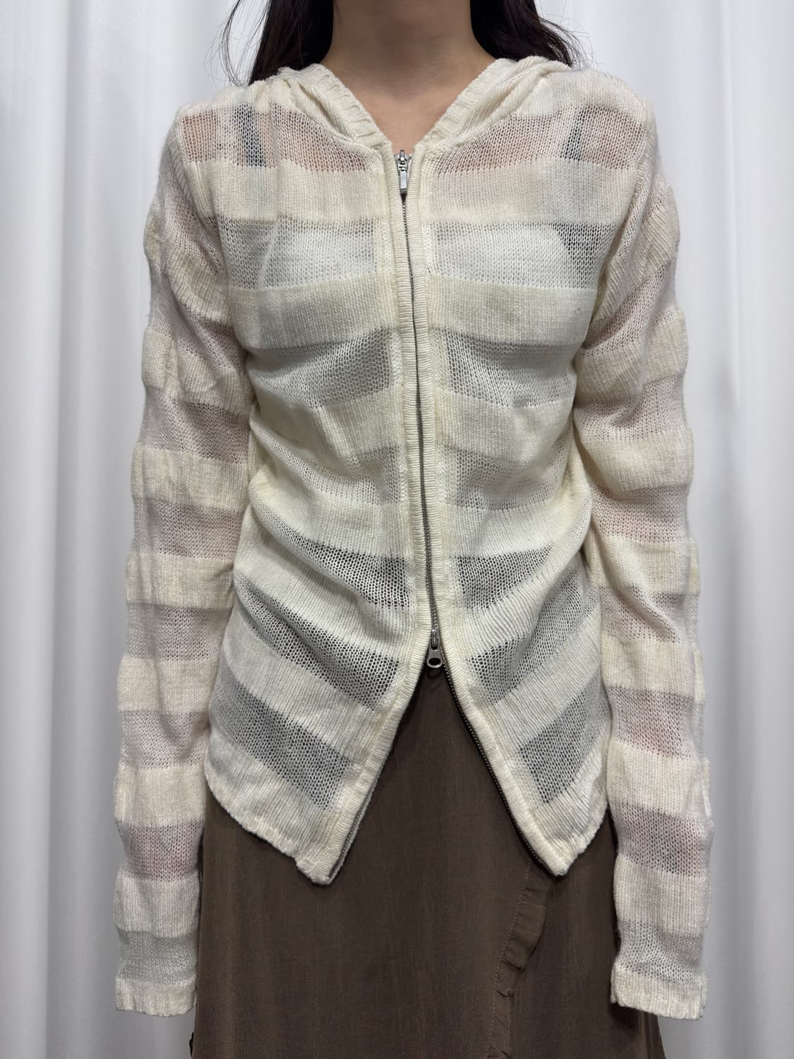 stripe hood twoway zipup 상품이미지1