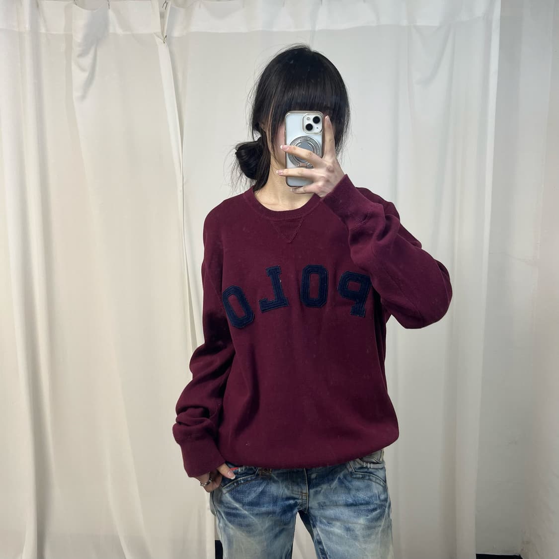 Polo Ralph Lauren burgundy big logo knit 상품이미지1