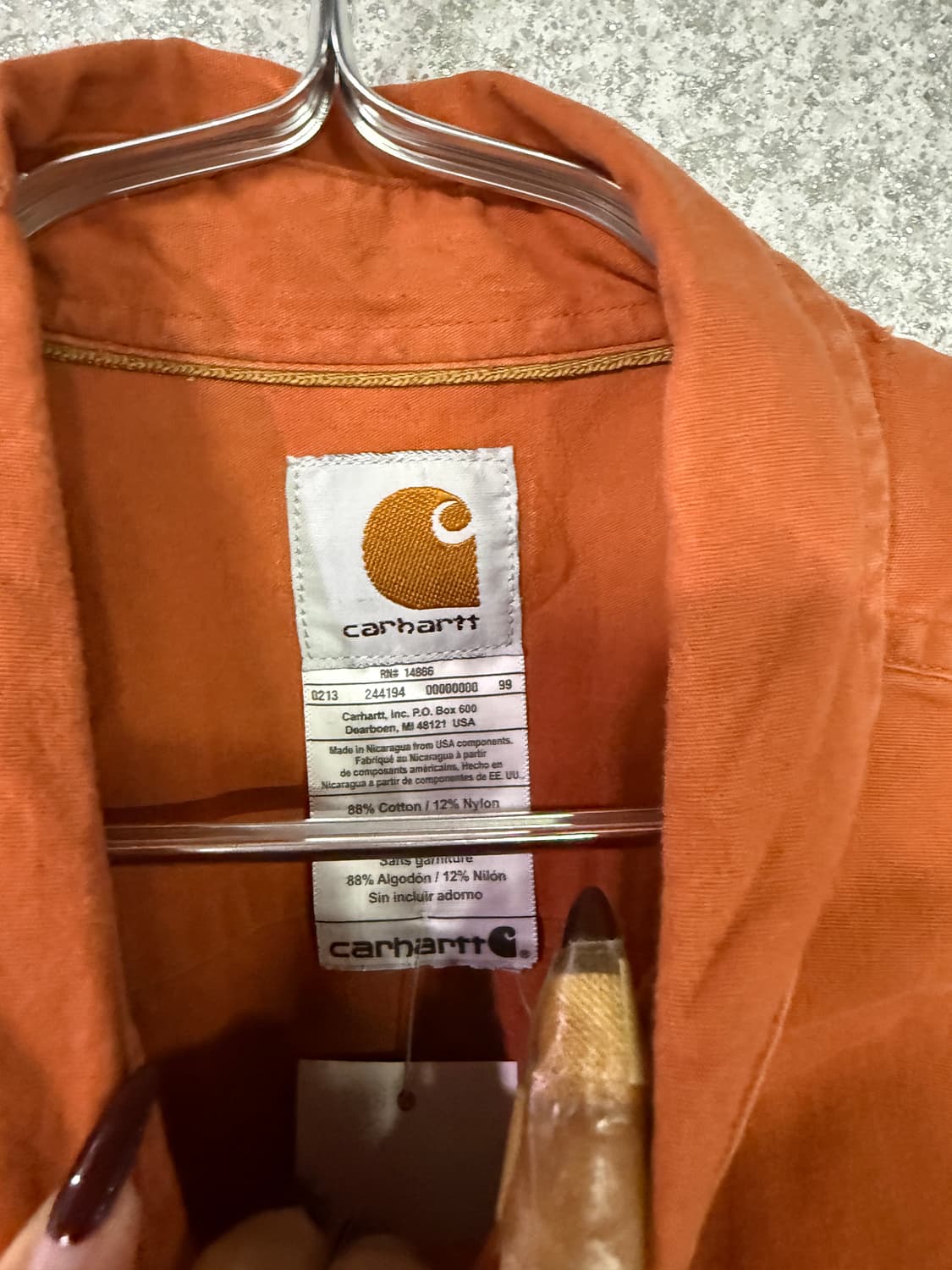 칼하트 빈티지 오렌지 코튼 워크 셔츠 B4699 상품이미지5