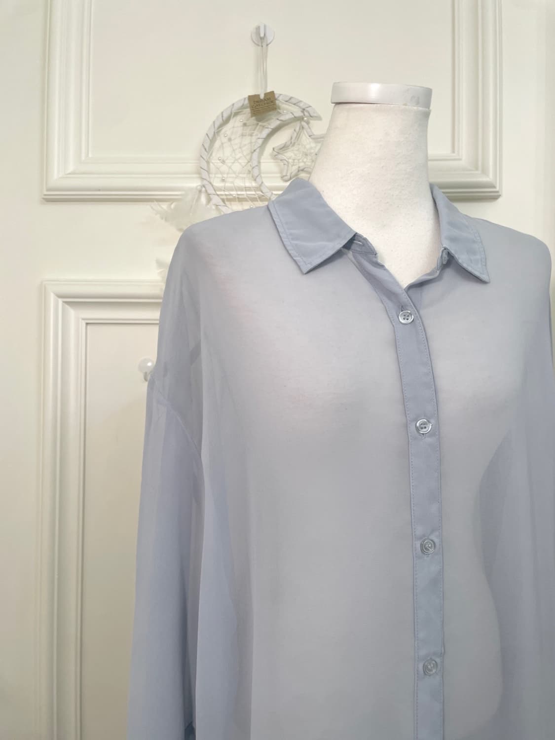 blue gray summer loose blouse(size-L) 상품이미지6