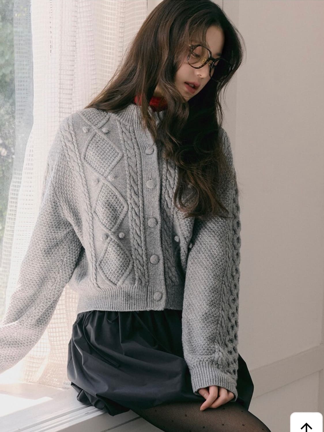 로라로라 rolarola 울 버튼 케이블 가디건 그레이 상품이미지2