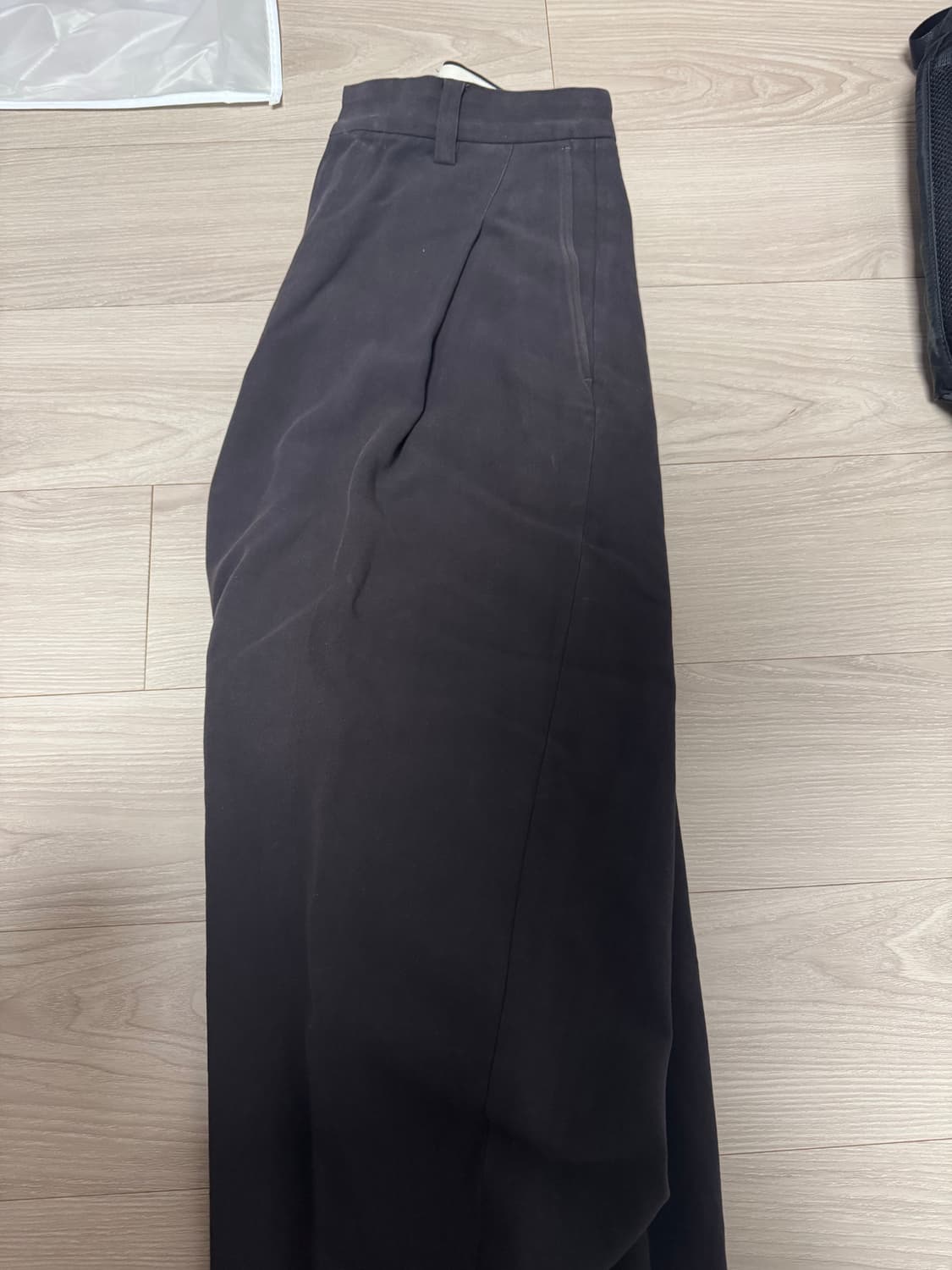 2) uru 브라운 네이비 와이드 크롭 팬츠 상품이미지1