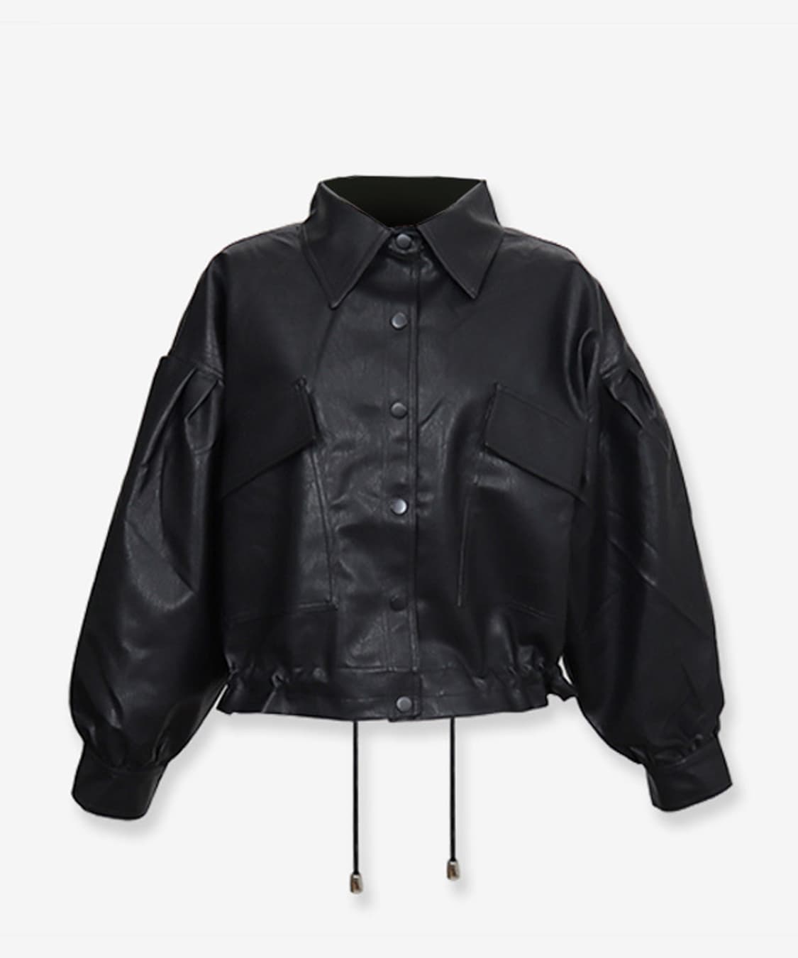 [새제품]레더 스트링 숏 자켓 상품이미지1