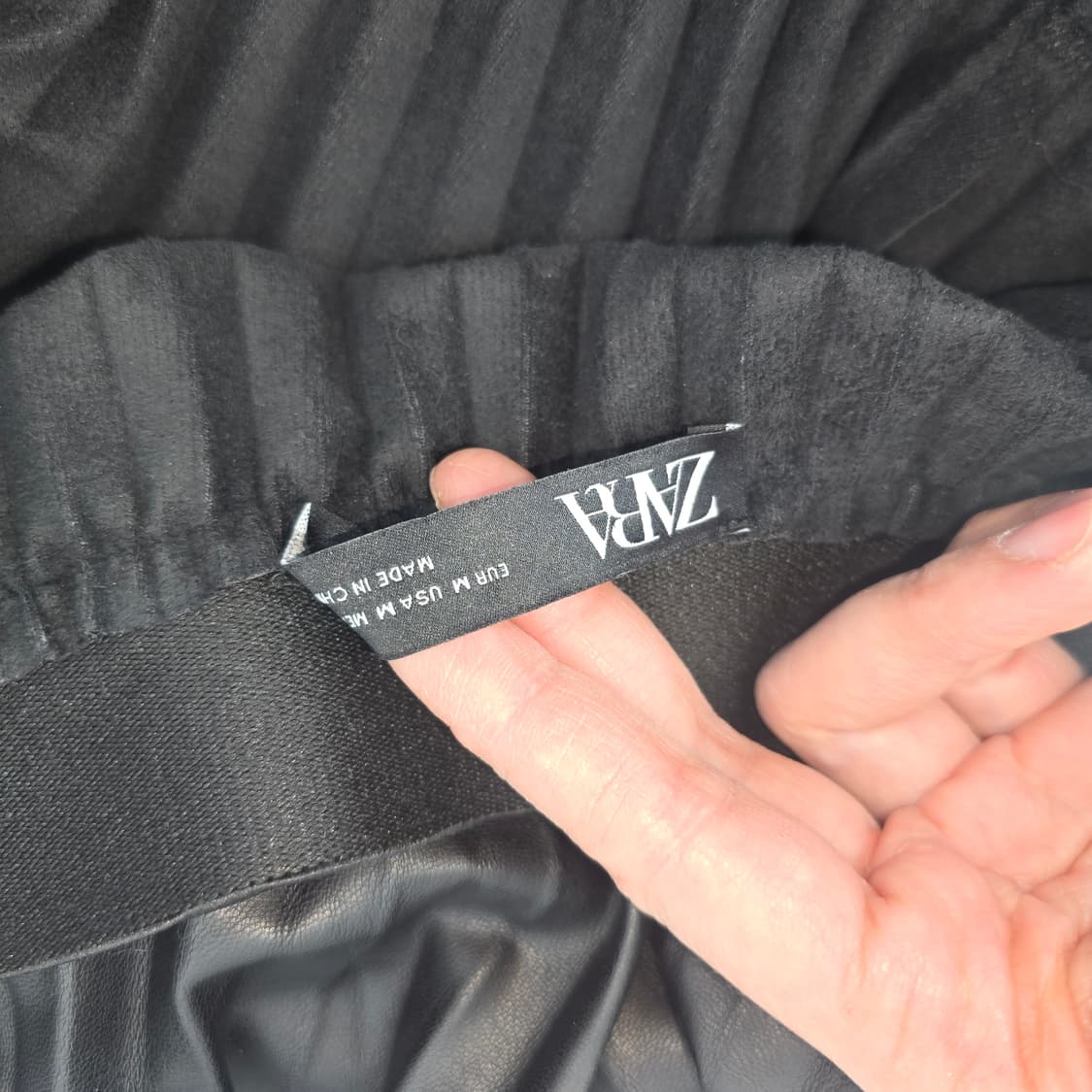 자라 블랙 레더 레이스 플리츠 롱 스커트 M 상품이미지9