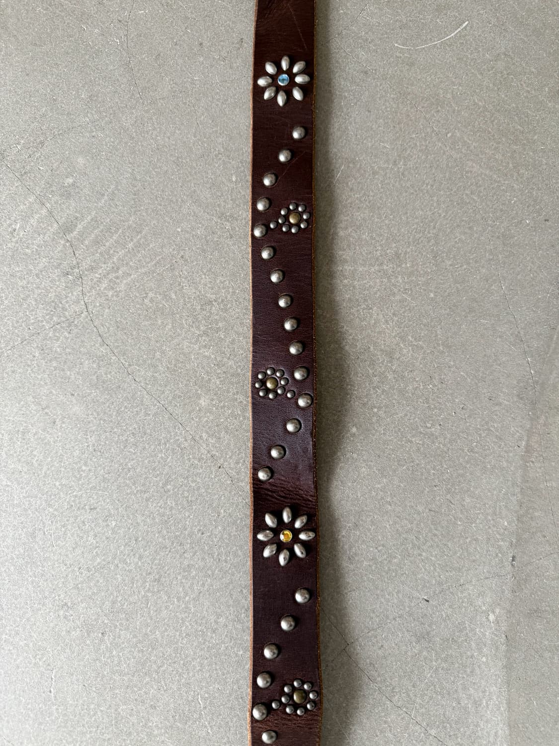 Vintage Flower Studded Leather Belt 상품이미지4