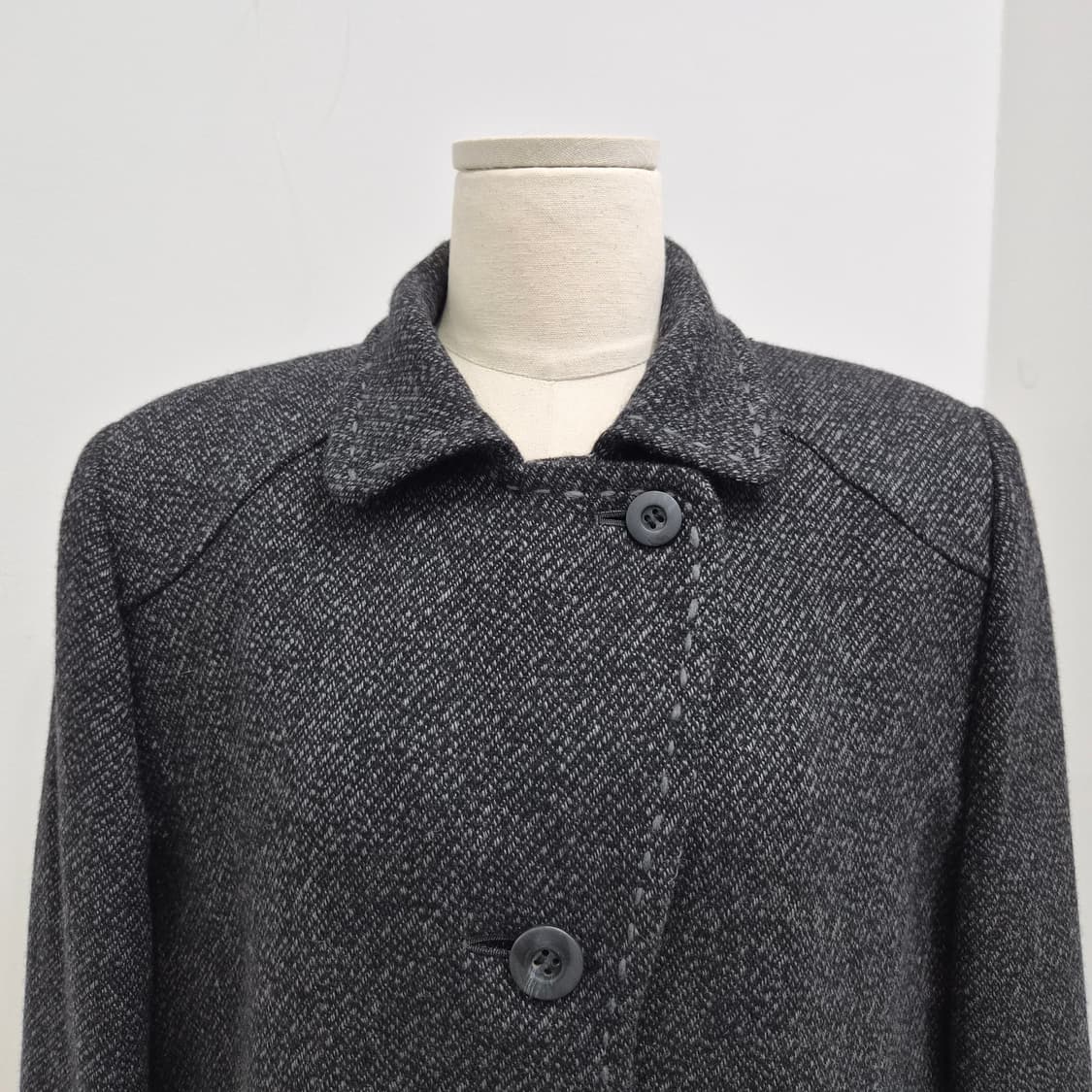 캐시미어 100% 헤링본 그레이 여성 롱코트 상품이미지5