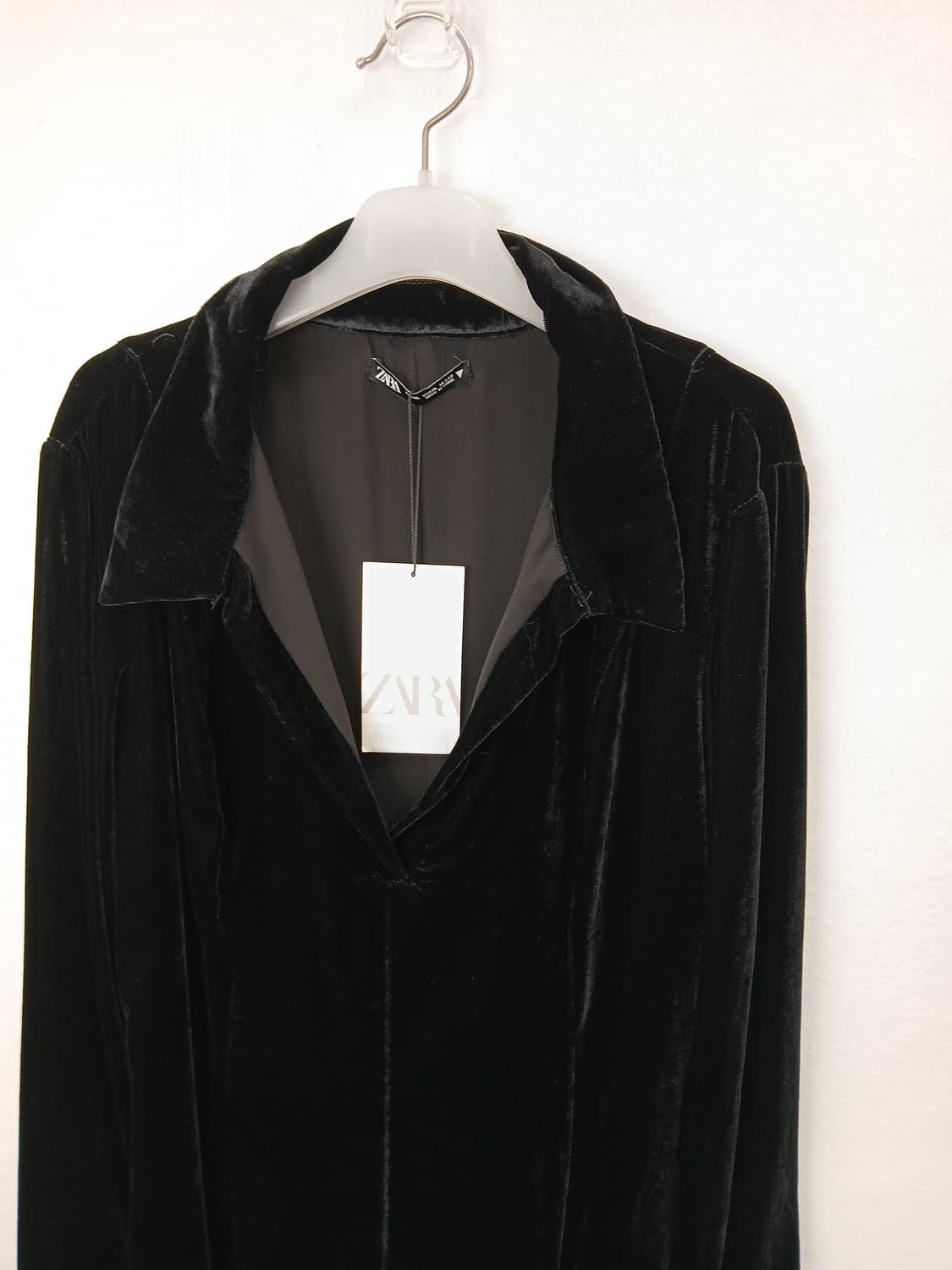ZARA 벨벳 블랙 원피스 (XL) 100 L 77-88 새제품 상품이미지4