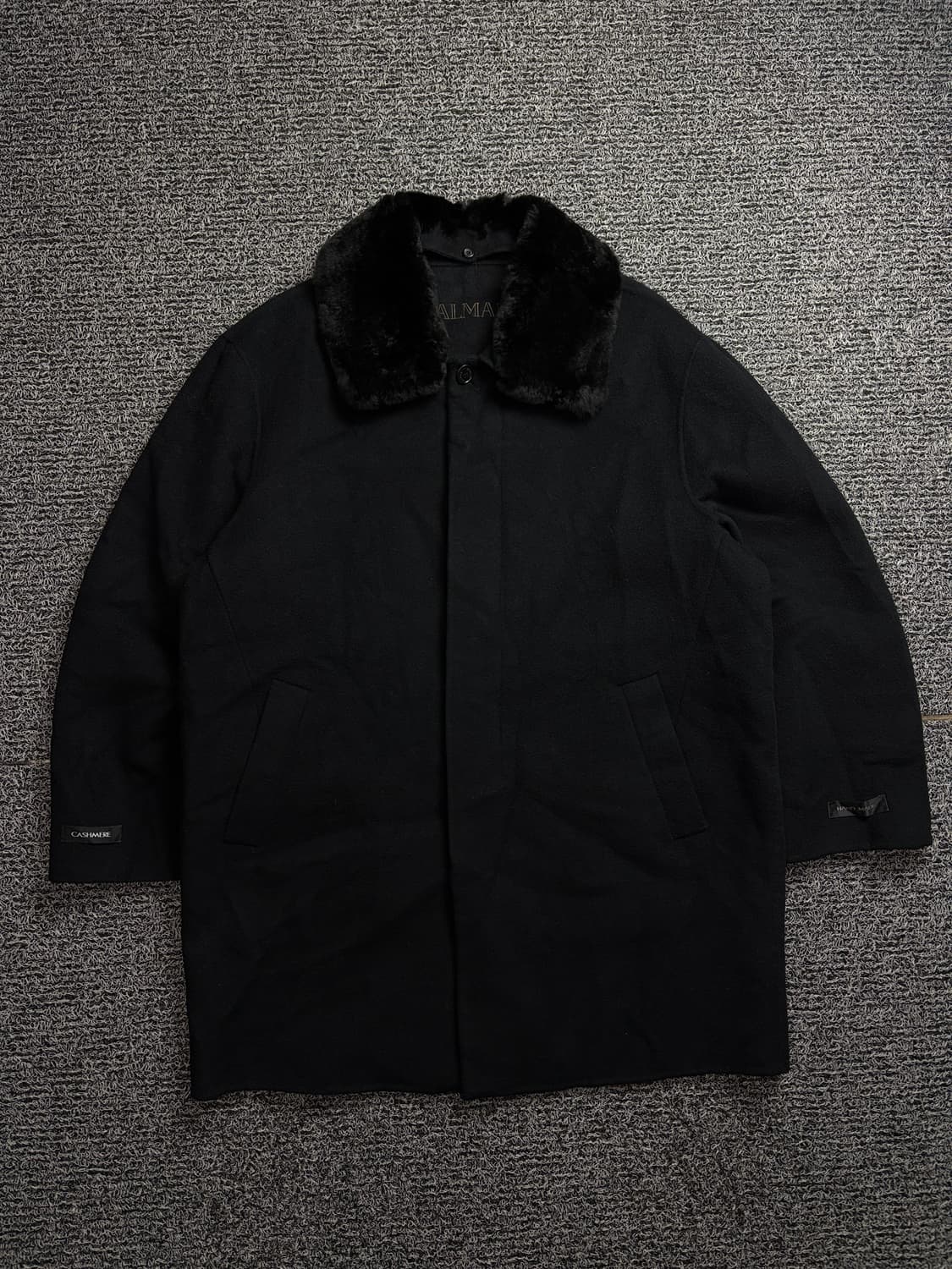 90s 발망 아카이브 퍼카라 미니멀 발마칸 코트 블랙 1964 상품이미지2