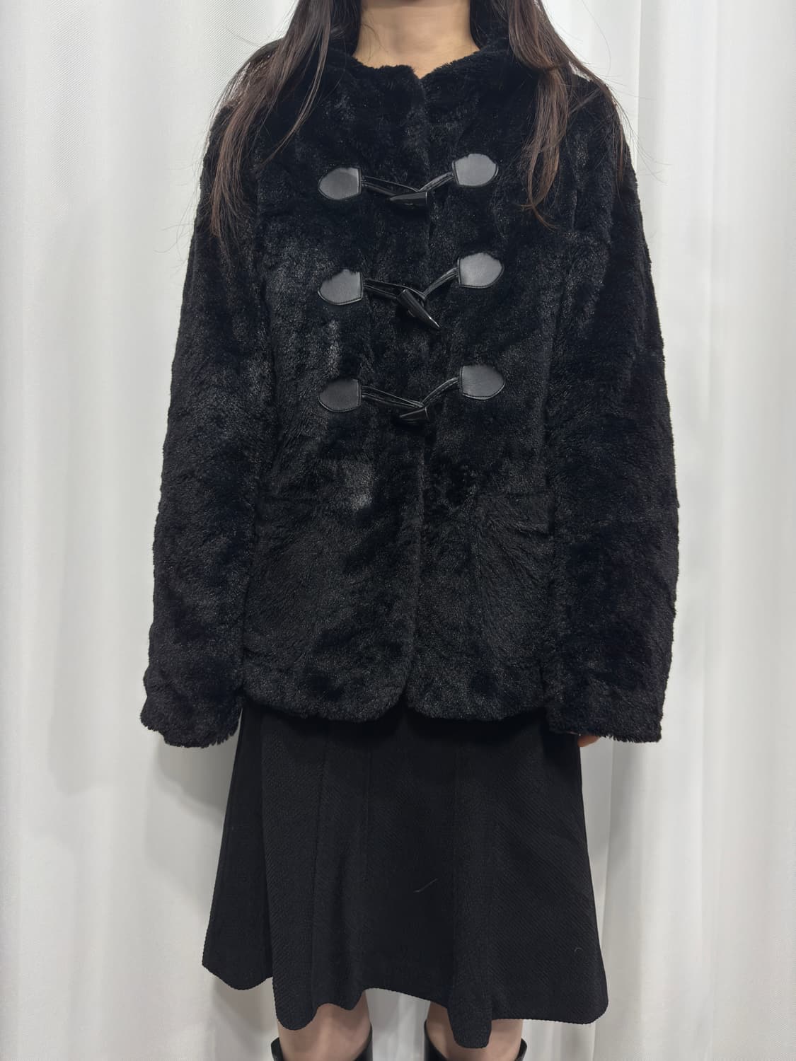 pink latte fur hood duffle jacket 상품이미지2