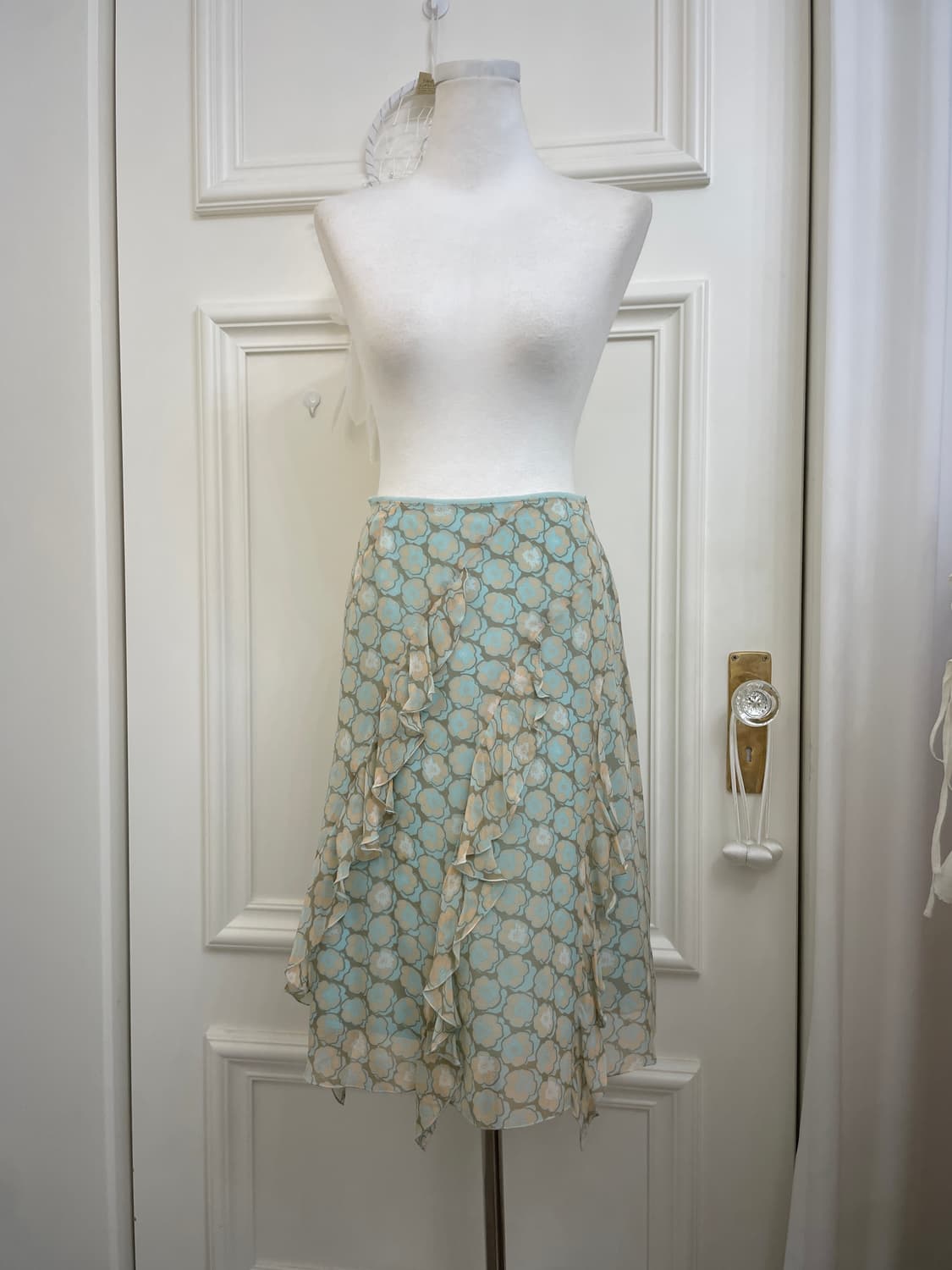 mint coral mix print ruffle skirt 상품이미지1