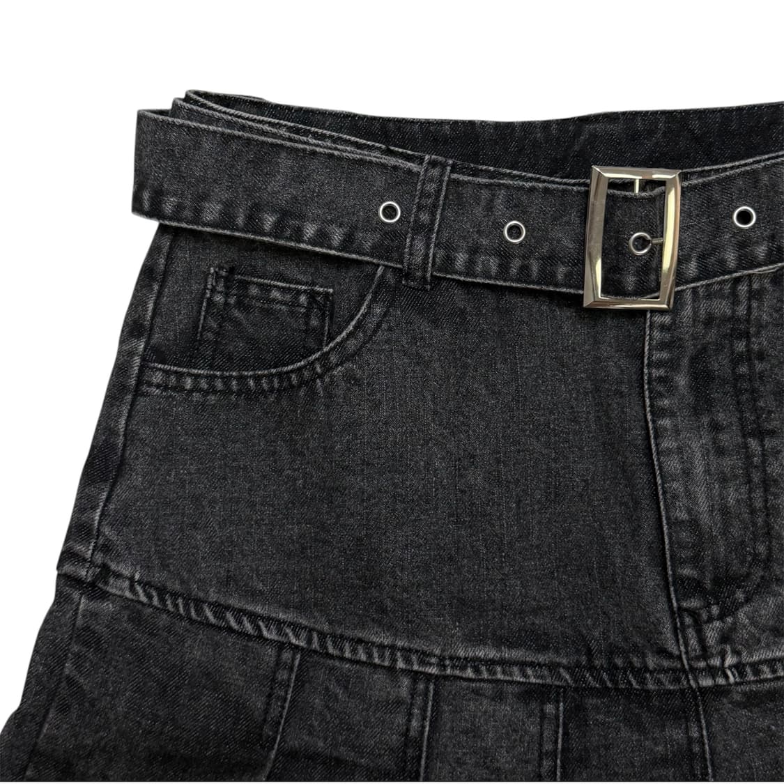 Y2K 무드 벨티드 데님 플리츠 스커트 상품이미지4