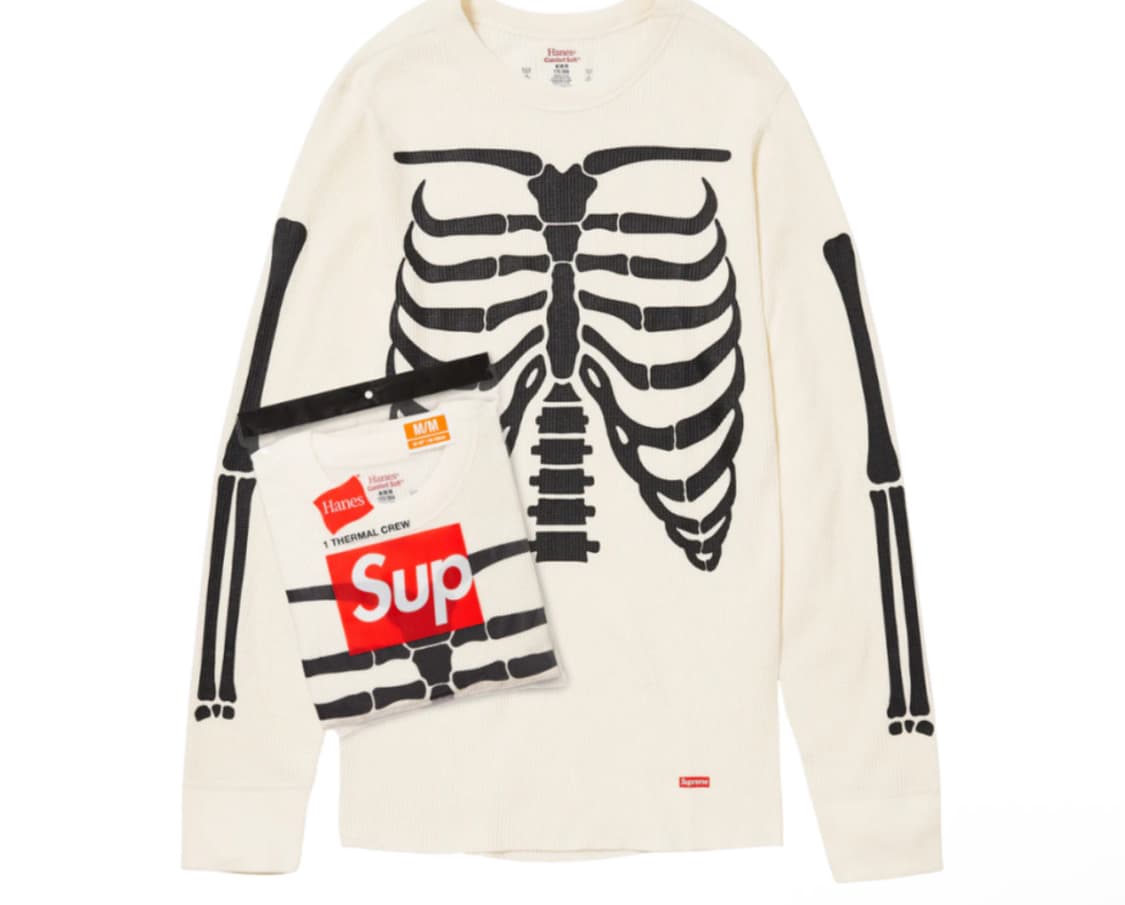슈프림 헤인즈 본즈 화이트 L 블랙 교환 상품이미지1