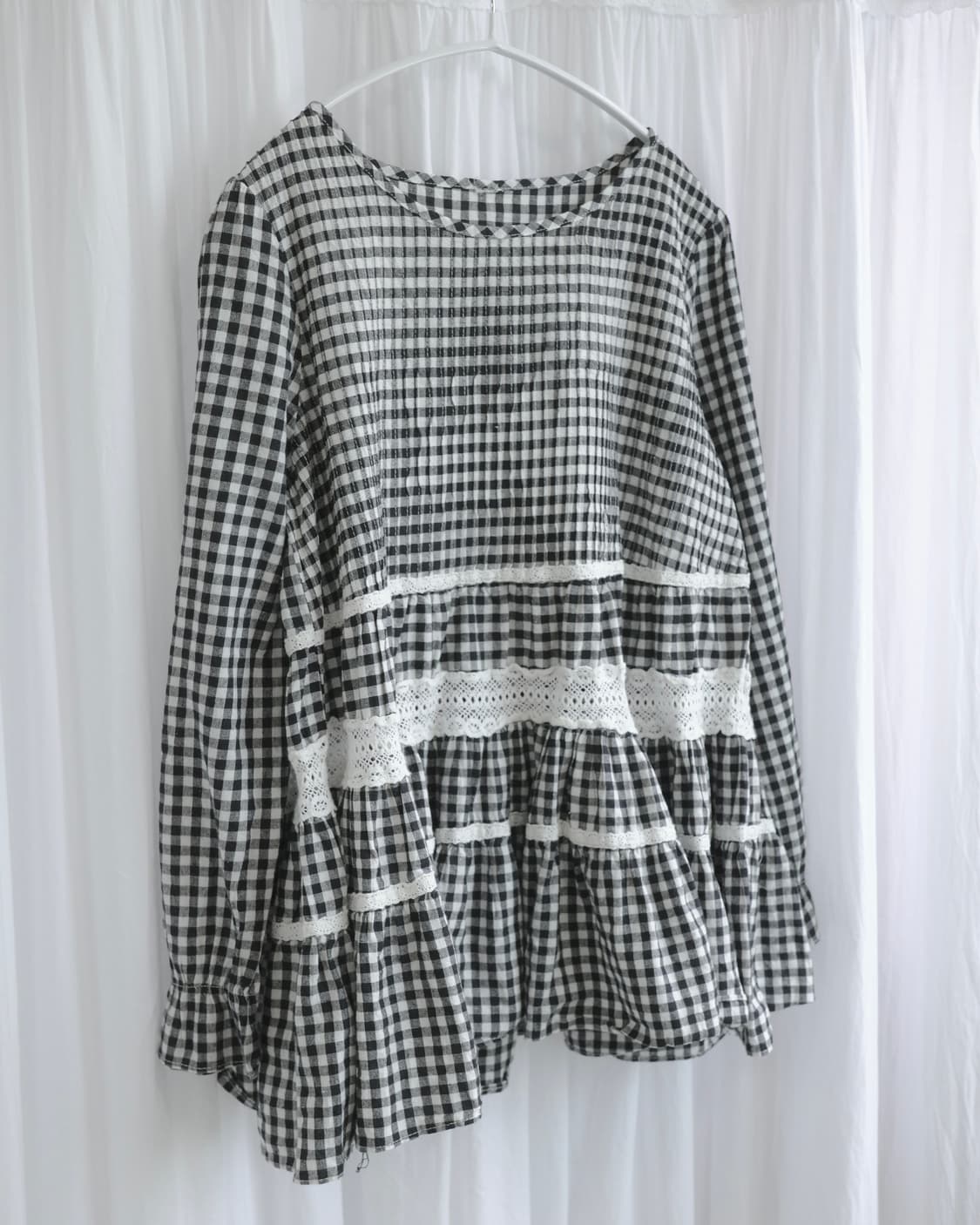 Check frill blouse   상품이미지3