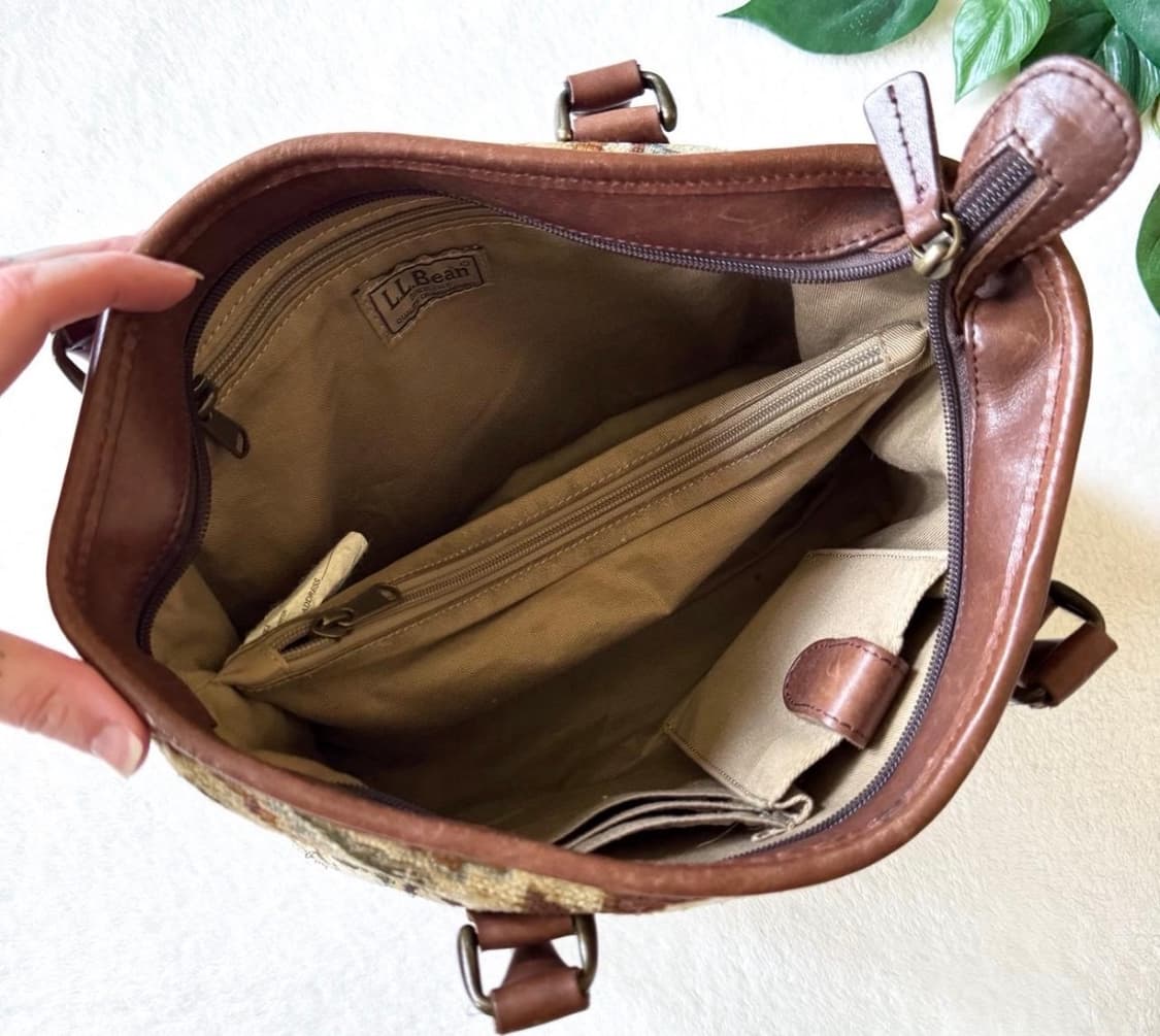 엘엘빈 빈티지 태피스트리 레더 토트백 90s 28cm 너비 상품이미지2