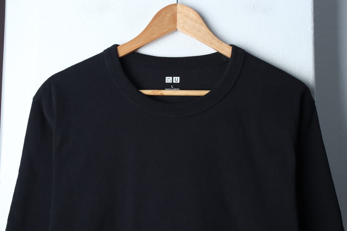 (L-XL) 유니클로 반팔 티셔츠 U라인 무지 블랙 헤비-H3H33750 상품이미지3