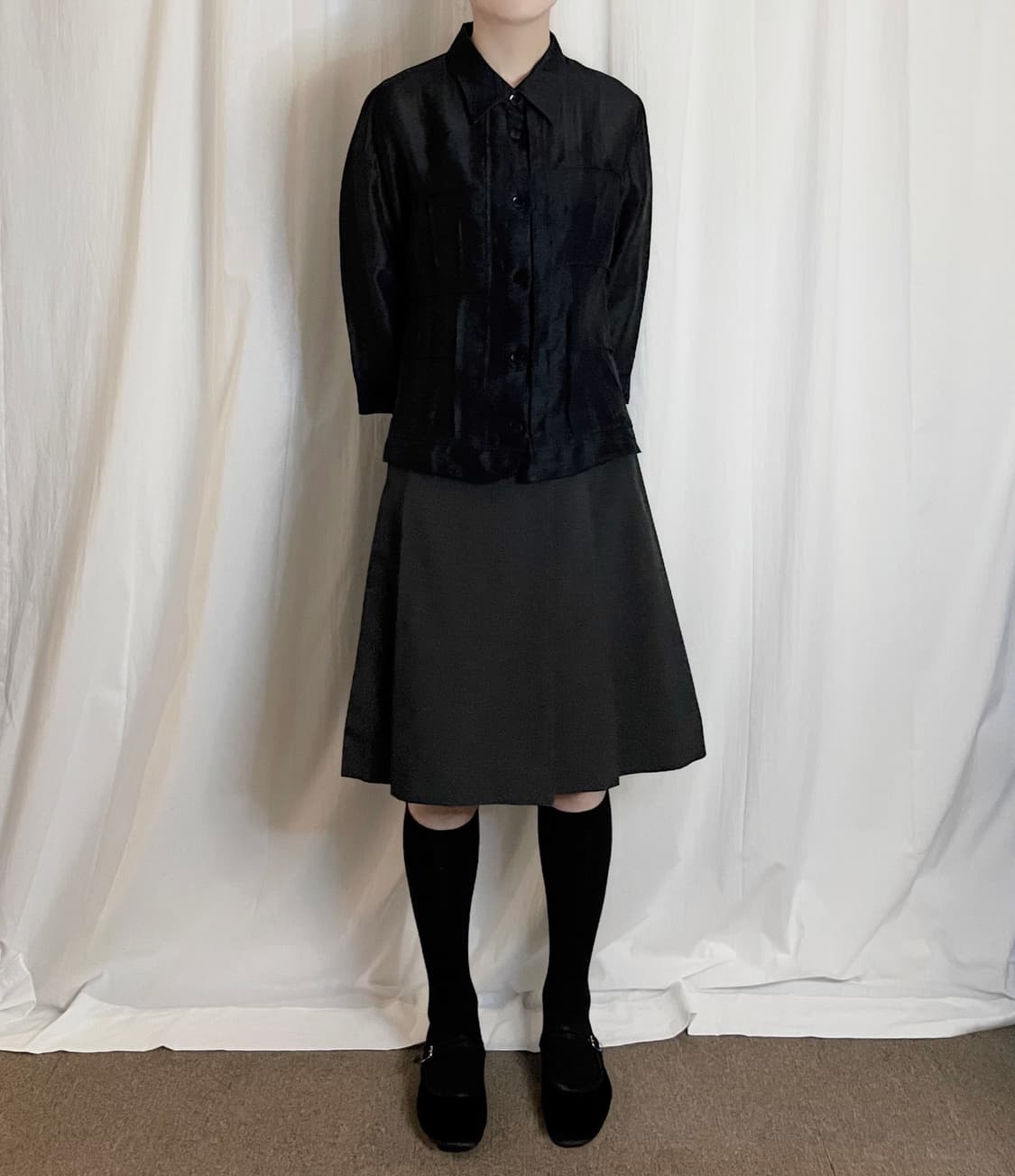 Pleated Midi Skirt - Dark Gray 상품이미지2