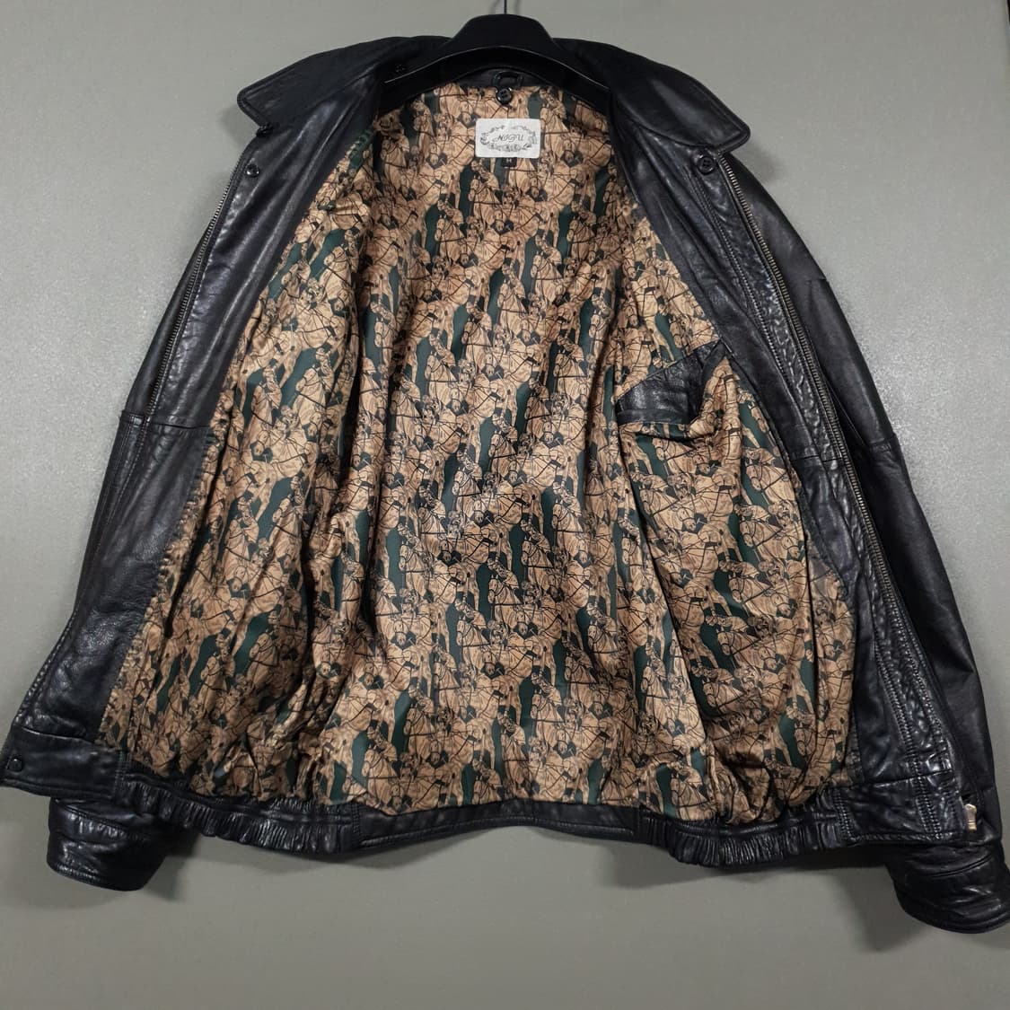 실측 L) VTG 90s 빈티지 램스킨 양가죽 100% 봄버 자켓 블랙 상품이미지7