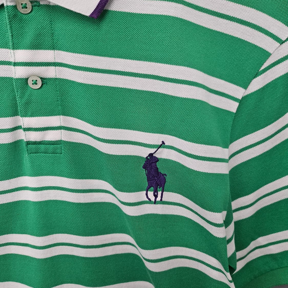 폴로 골프 스트라이프 반팔 카라티 그린 상품이미지3