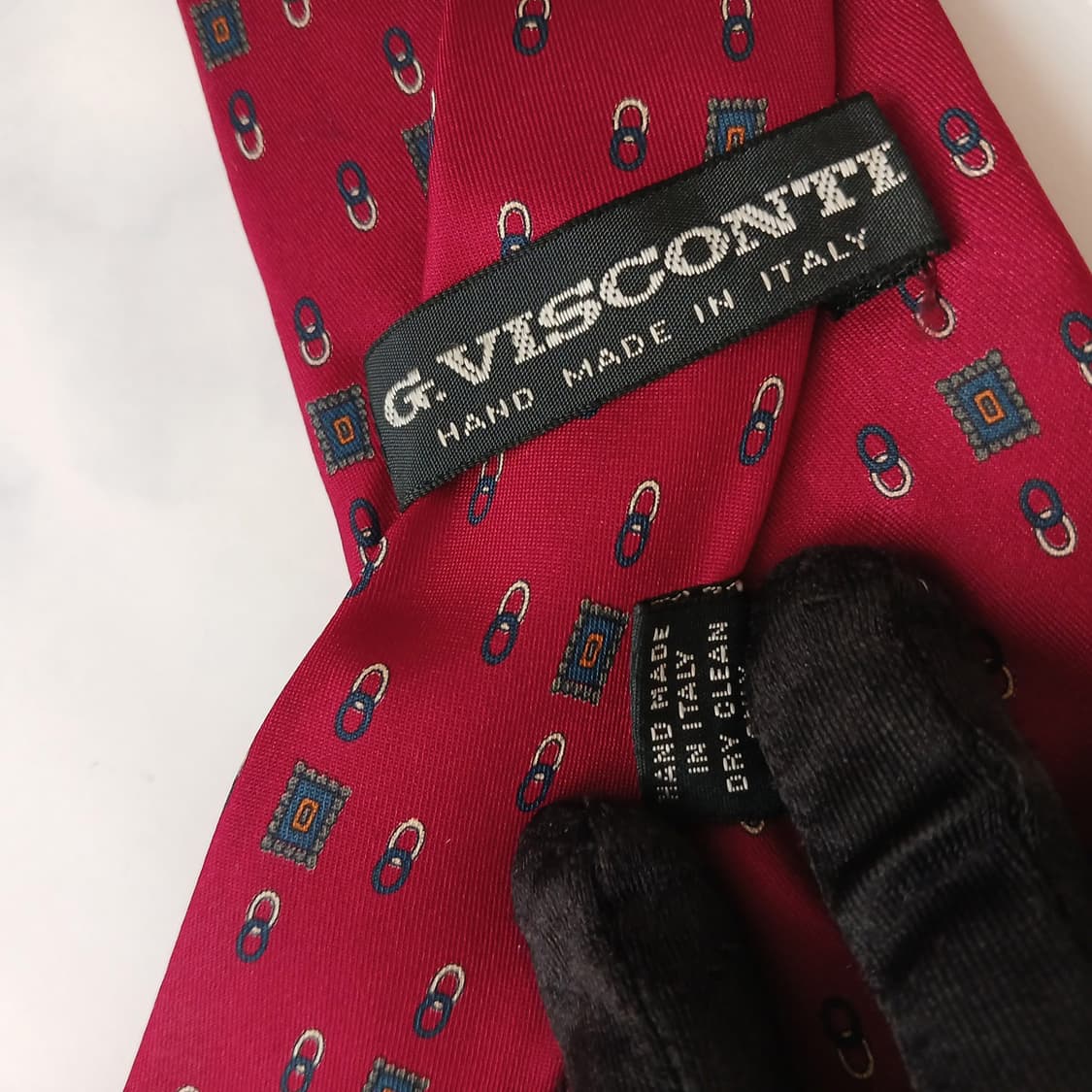 지 비스콘티 실크 버건디 패턴 넥타이 8.5cm A등급 A18940
 상품이미지10