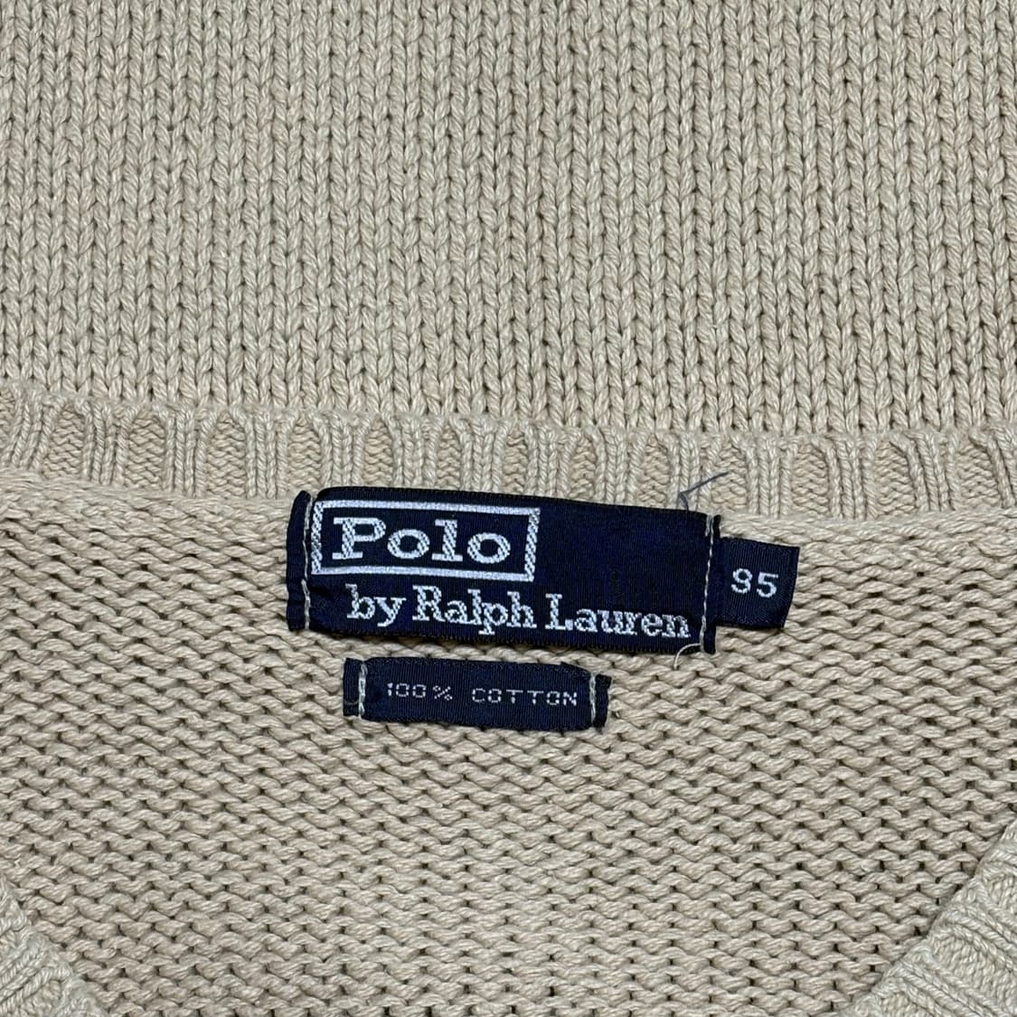 95 폴로랄프로렌 오트밀 브이넥 코튼 니트 상품이미지4