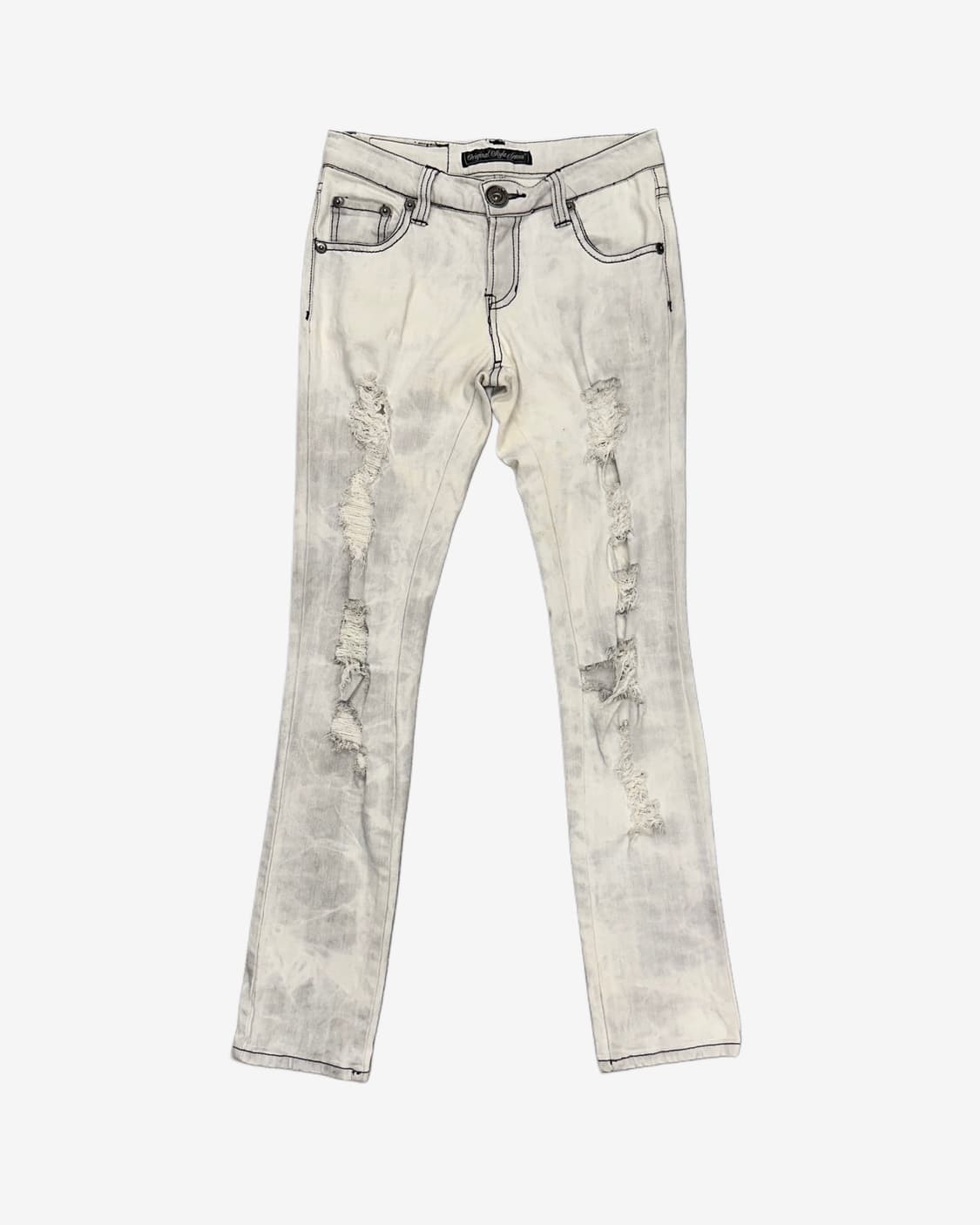 white fade distressed slim jean 상품이미지1