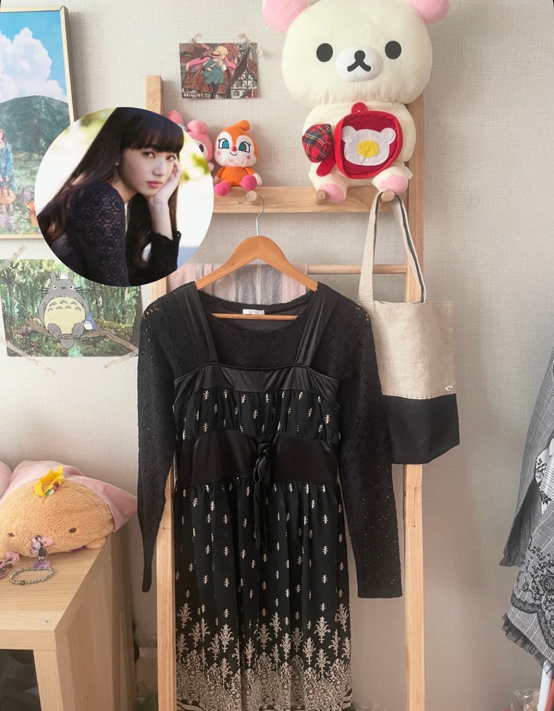 모리걸 빈티지 블랙 무채색 레이스 리본 원피스 set 🖤🎀 상품이미지1