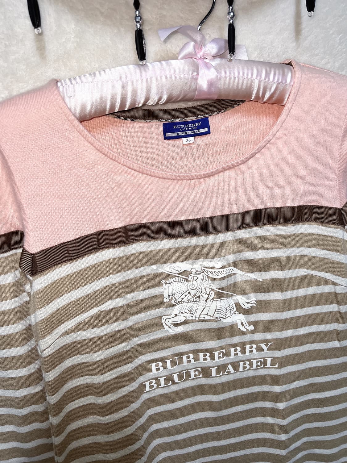 버버리 블루라벨 딸초 스트라이프 원피스 라떼갸루 로맨틱 로걀 너드 핀터 상품이미지7