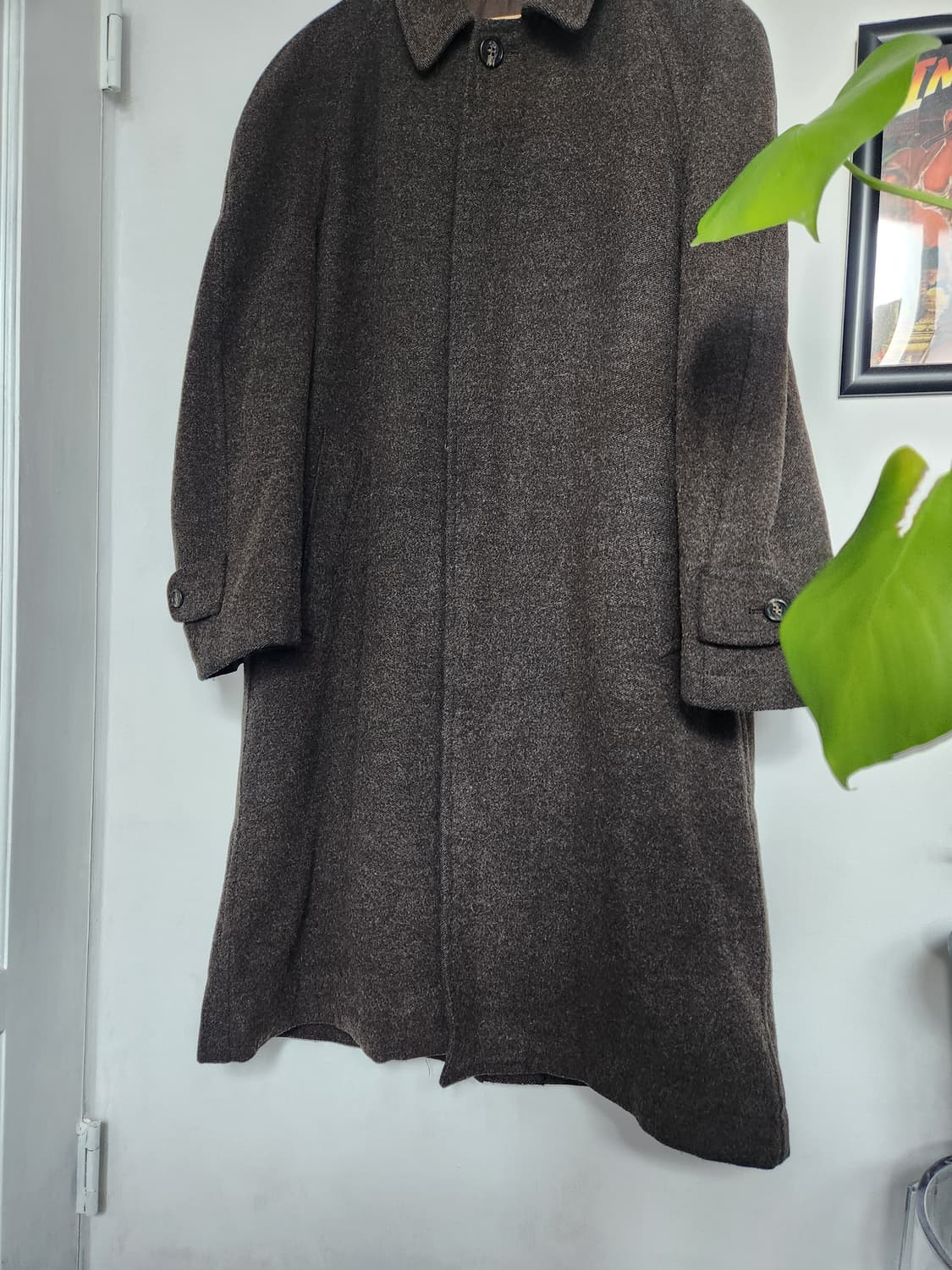 90s 맨즈비기 듀플레익스 브라운 울 발마칸 코트 상품이미지3