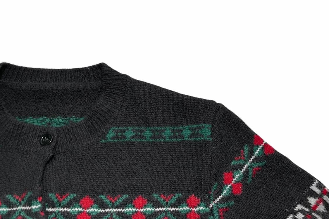 JPN 일본 빈티지 노르딕 페어아일 보헤미안 패턴 울 니트 가디건 스웨터 상품이미지4