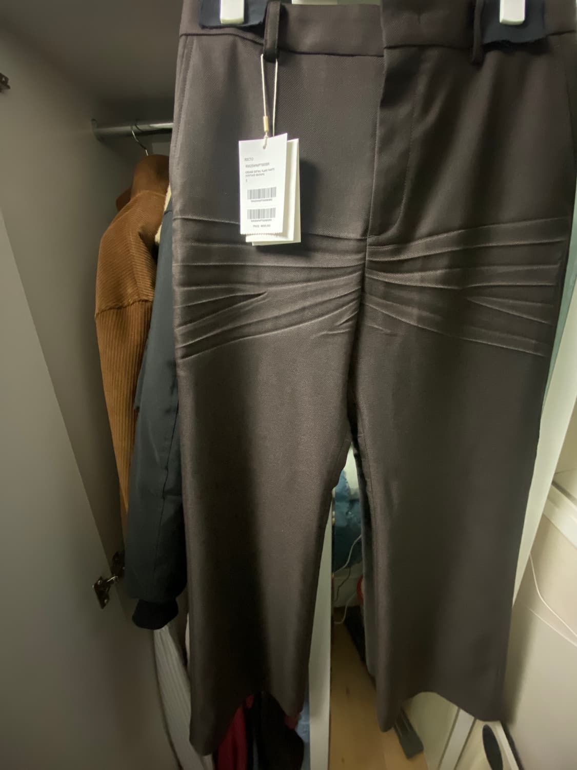 렉토 25Fw 크리즈 플레어 팬츠 브라운 S 상품이미지1