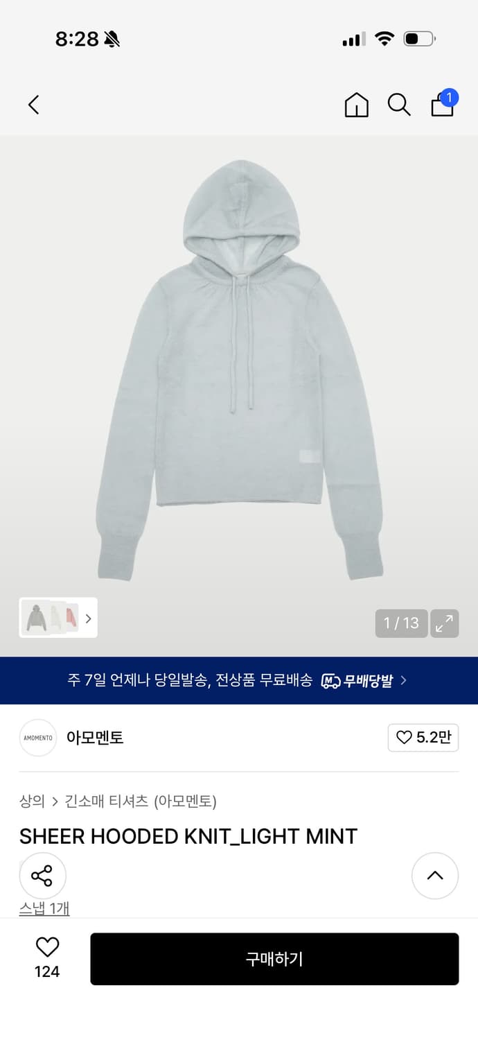 AMOMENTO 아모멘토 SHEER HOODED KNIT 상품이미지1