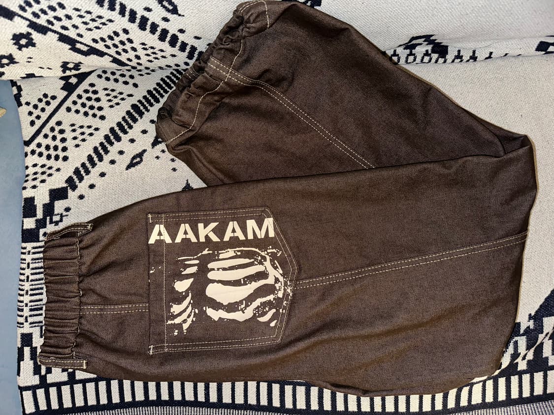 아캄 팬츠 1사이즈 브라운 핀턱프린트데님 상품이미지2