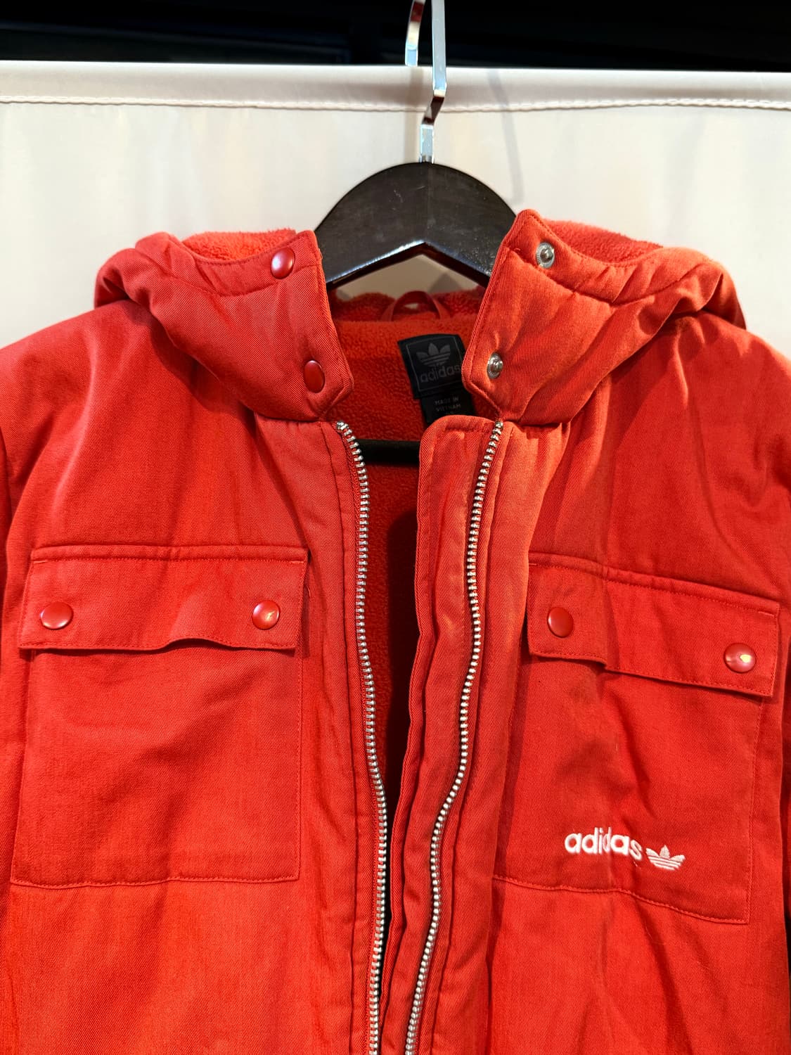 아디다스 오리지널 트레일러 레드 패딩 점퍼 안감기모 95 /택포 상품이미지10