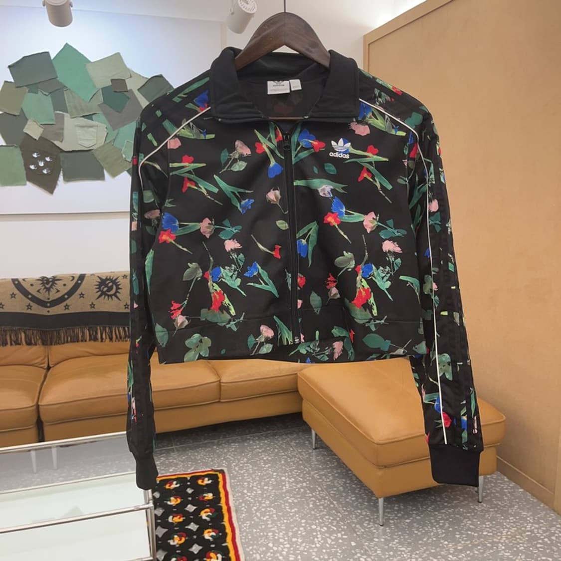 아디다스 키치무드 플라워 프린팅 크롭 져지 집업 XS C07019 상품이미지3
