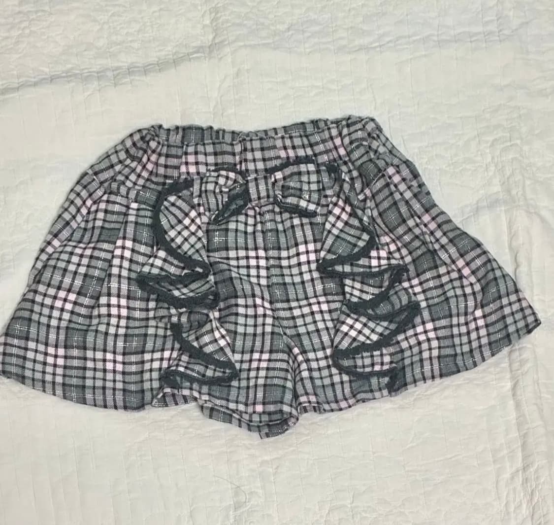 메조피아노 프릴 체크 반바지  러블리 일브 갸루 상품이미지1