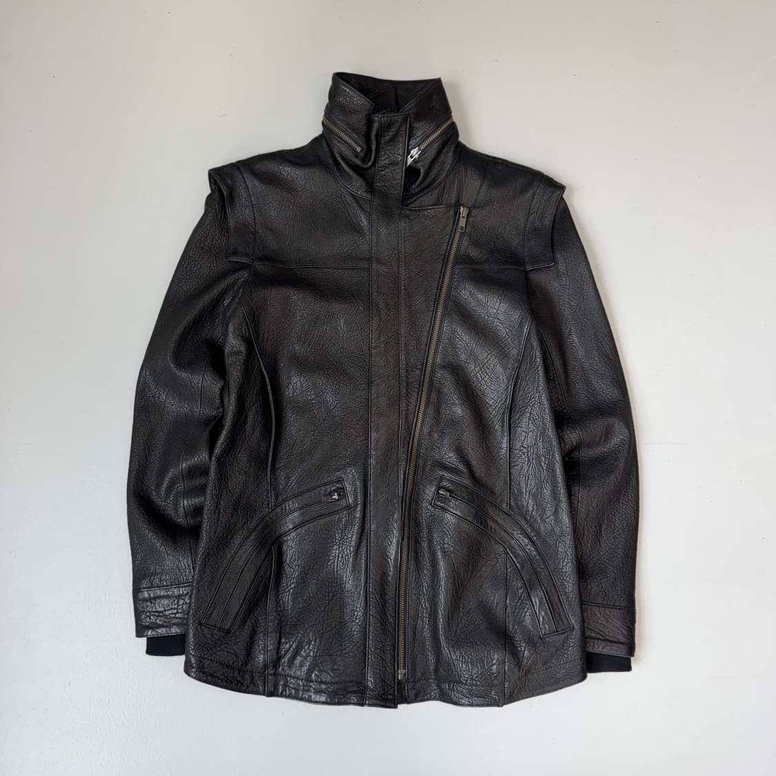 띠어리 리얼레더 사선 락시크 펑크 릭오웬스맛 양가죽 자켓 상품이미지2