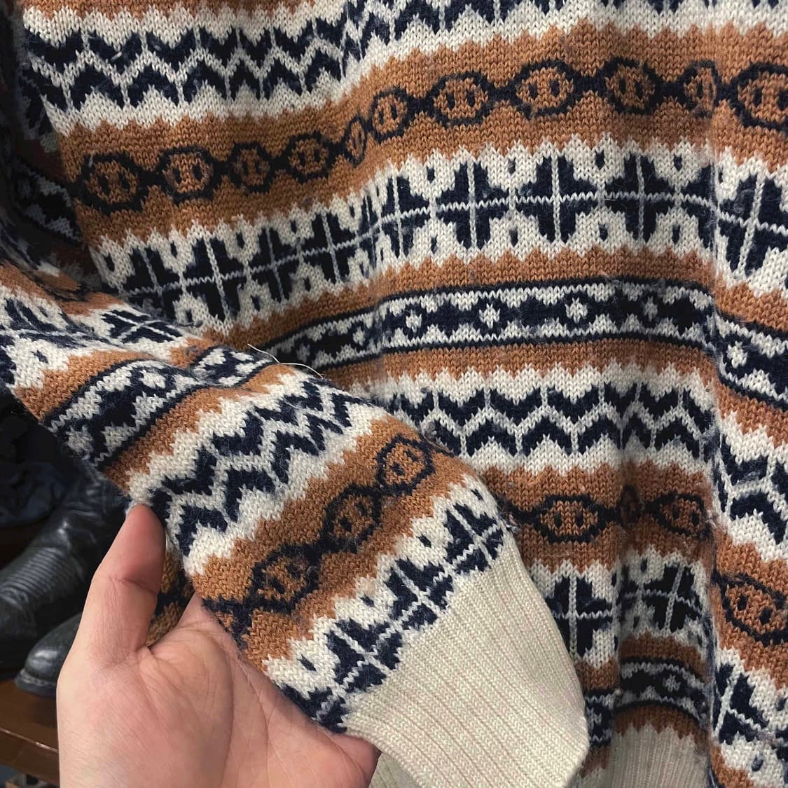 엘레 옴므 파리 크루넥 멀티 패턴 니트 스웨터 N501 상품이미지5