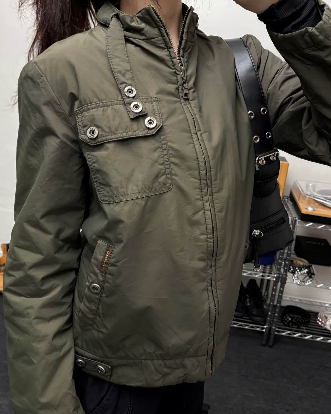 올드 빈티지 카키 바이커 자켓 상품이미지3