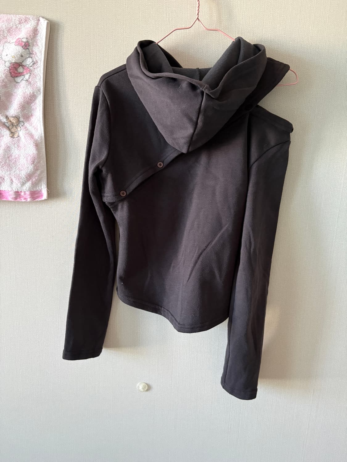 원 숄더 기모 후드티 상품이미지2