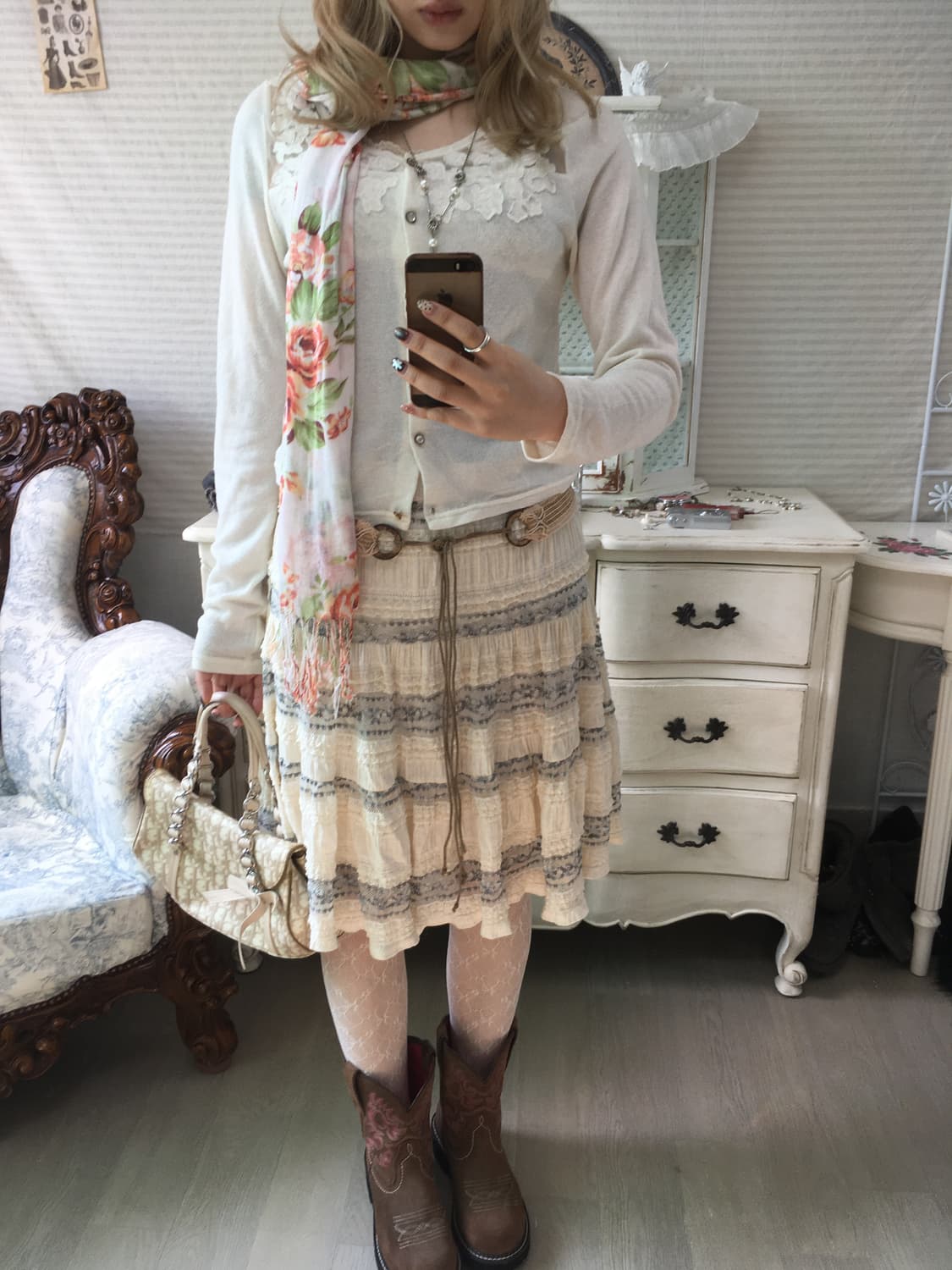 jpn vintage fairy lace cancan midi skirt 상품이미지1