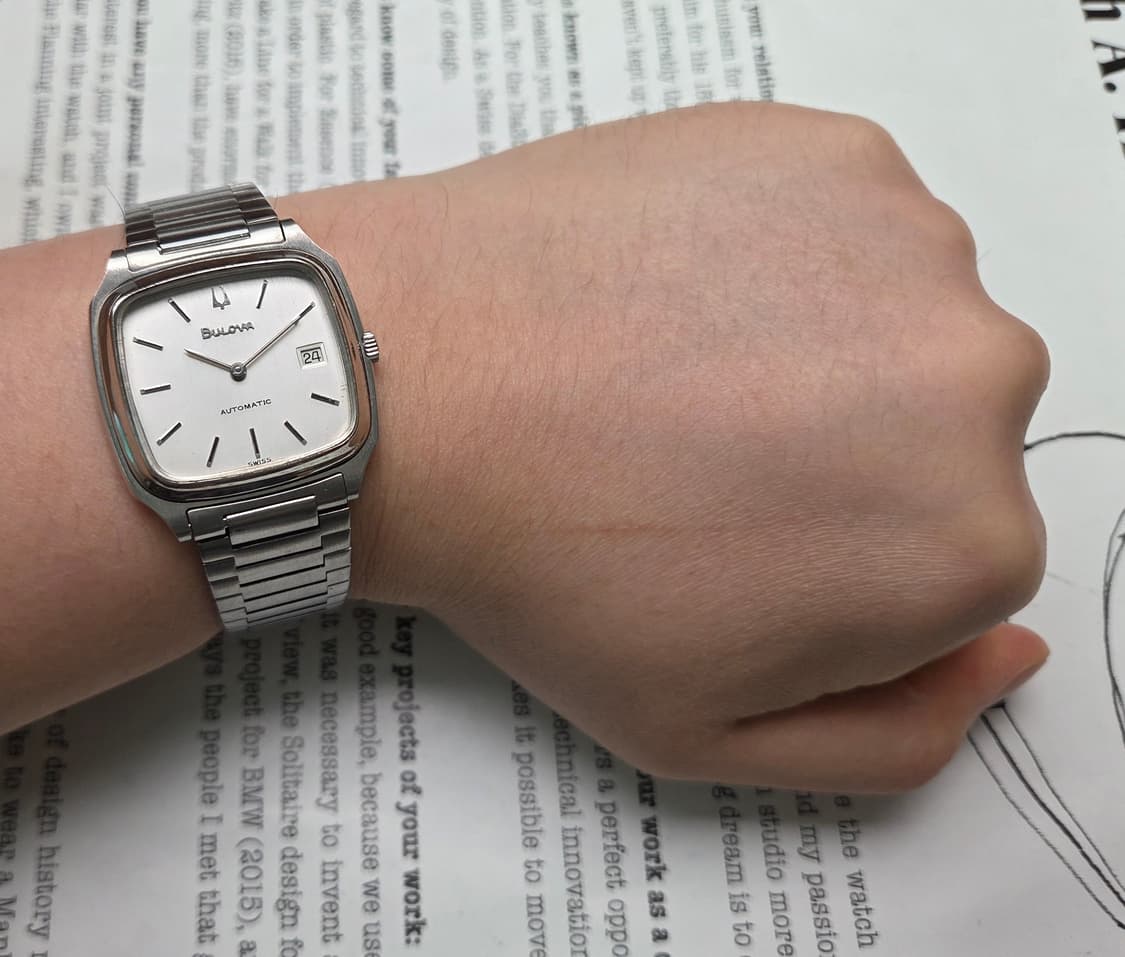 빈티지 부로바 테레비 사각탱크형 오리지널 실버판 오토 브레이슬릿 ver. 상품이미지9